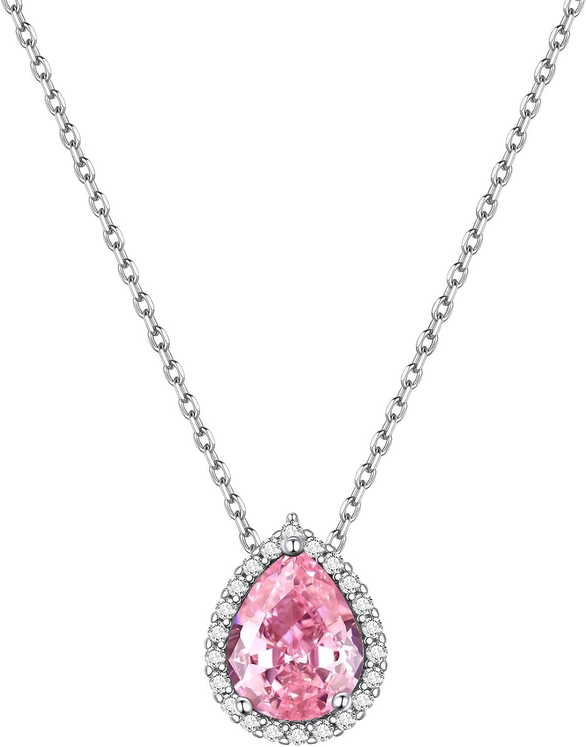 Pear Cut Teardrop Birthstone Diamond Necklace