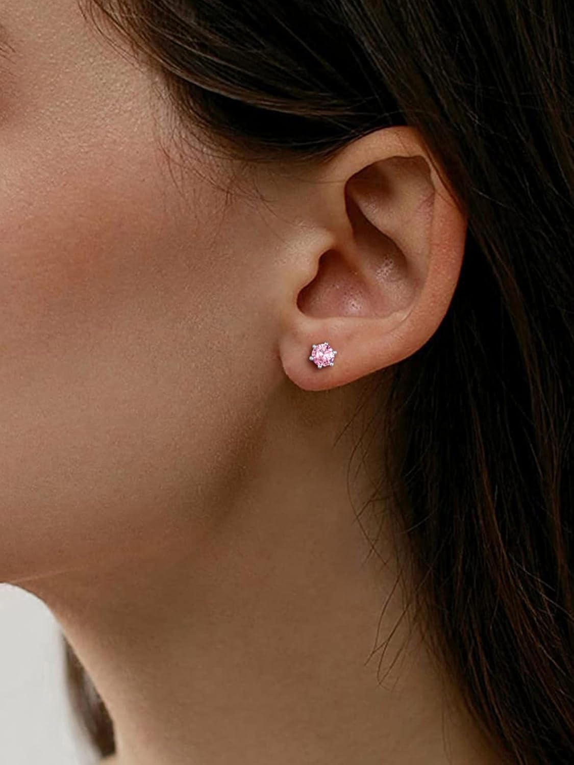 12 Months Sparkling Round Birthstone Halo Stud Earrings for women, october birthstone, Pink Tourmaline Earrings, Libra Birthstone, Scorpio Birthstone, sterling silver necklace chain, gift idea