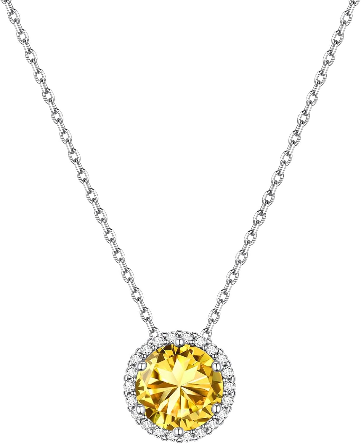 Round Cut Birthstone with Cubic Zirconia Necklace