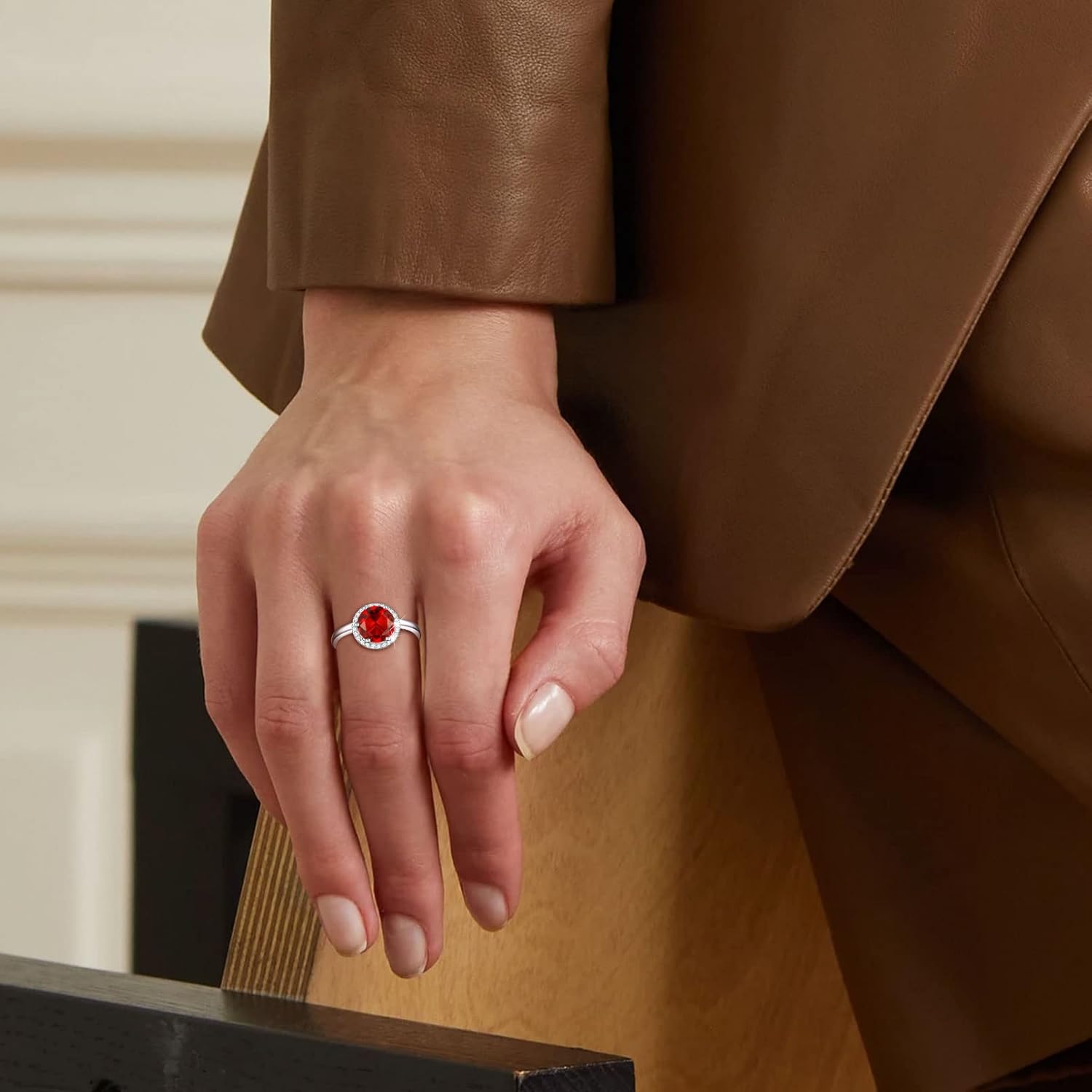 Round Cut Birthstone Promise Ring