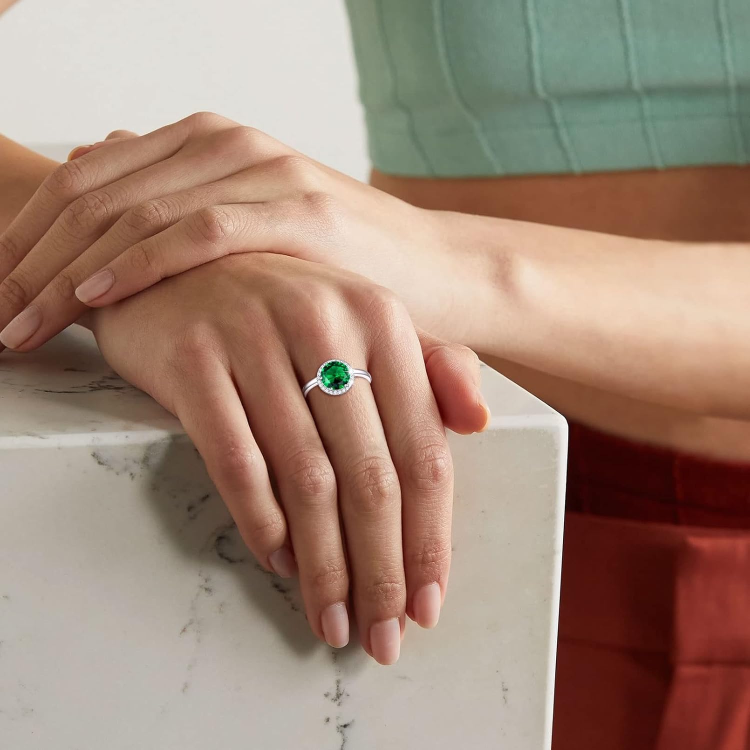 Round Cut Birthstone Promise Ring