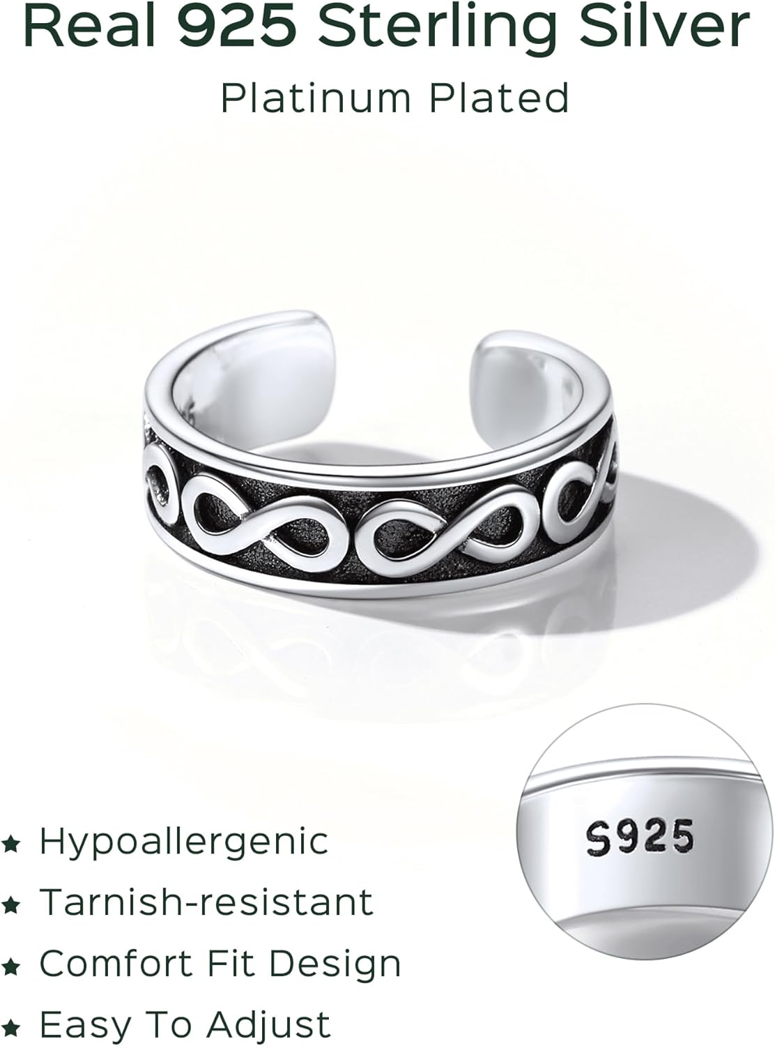 Infinity Adjustable Open Toe Rings