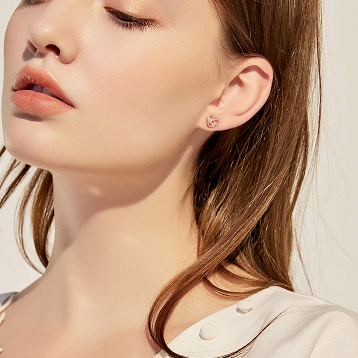 Rose Gold Heart Love Knot Irish Celtic Jewelry Stud Earrings, sterling silver jewlery, Sterling silver earrings, gift idea