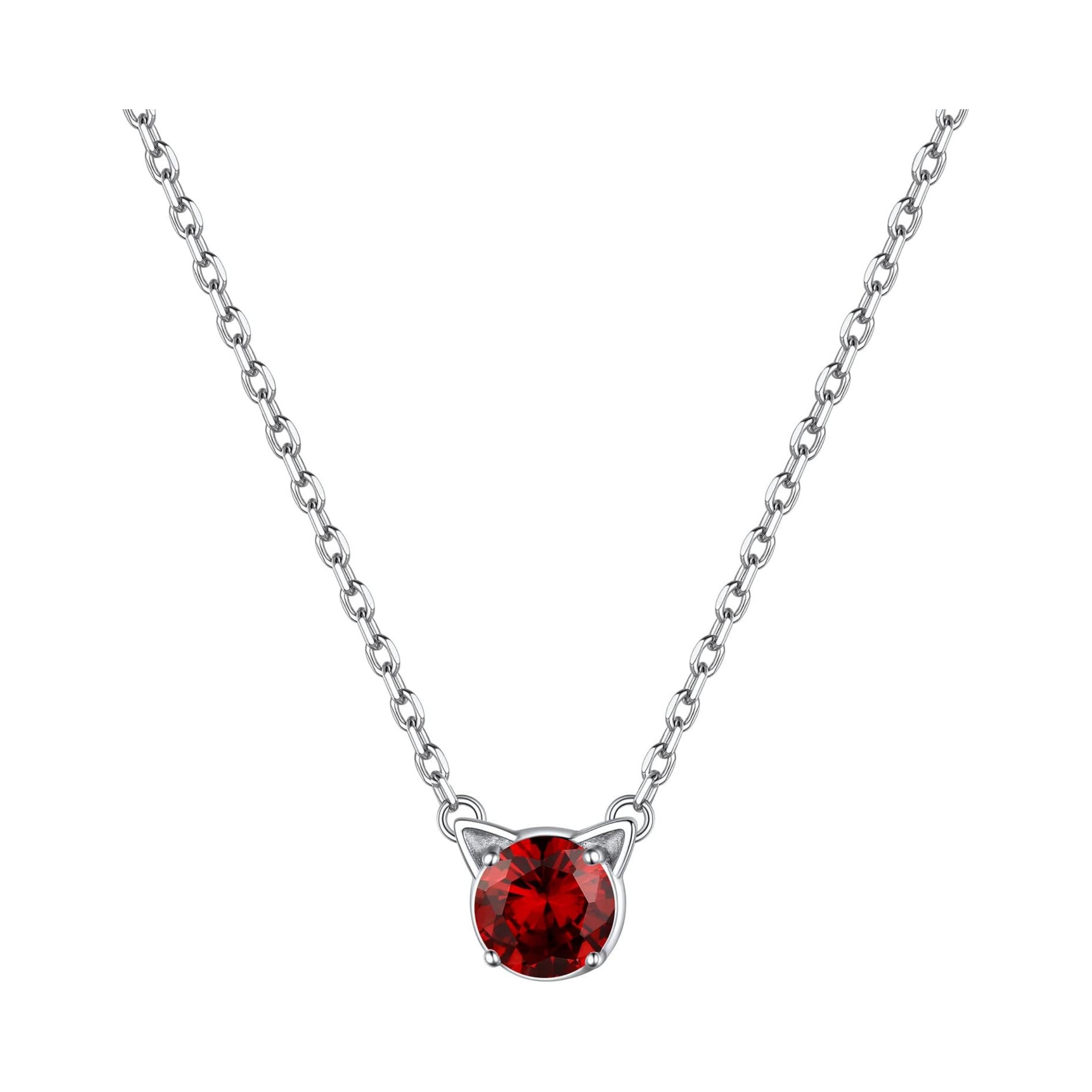 Cute Cat Birthstone Necklaces