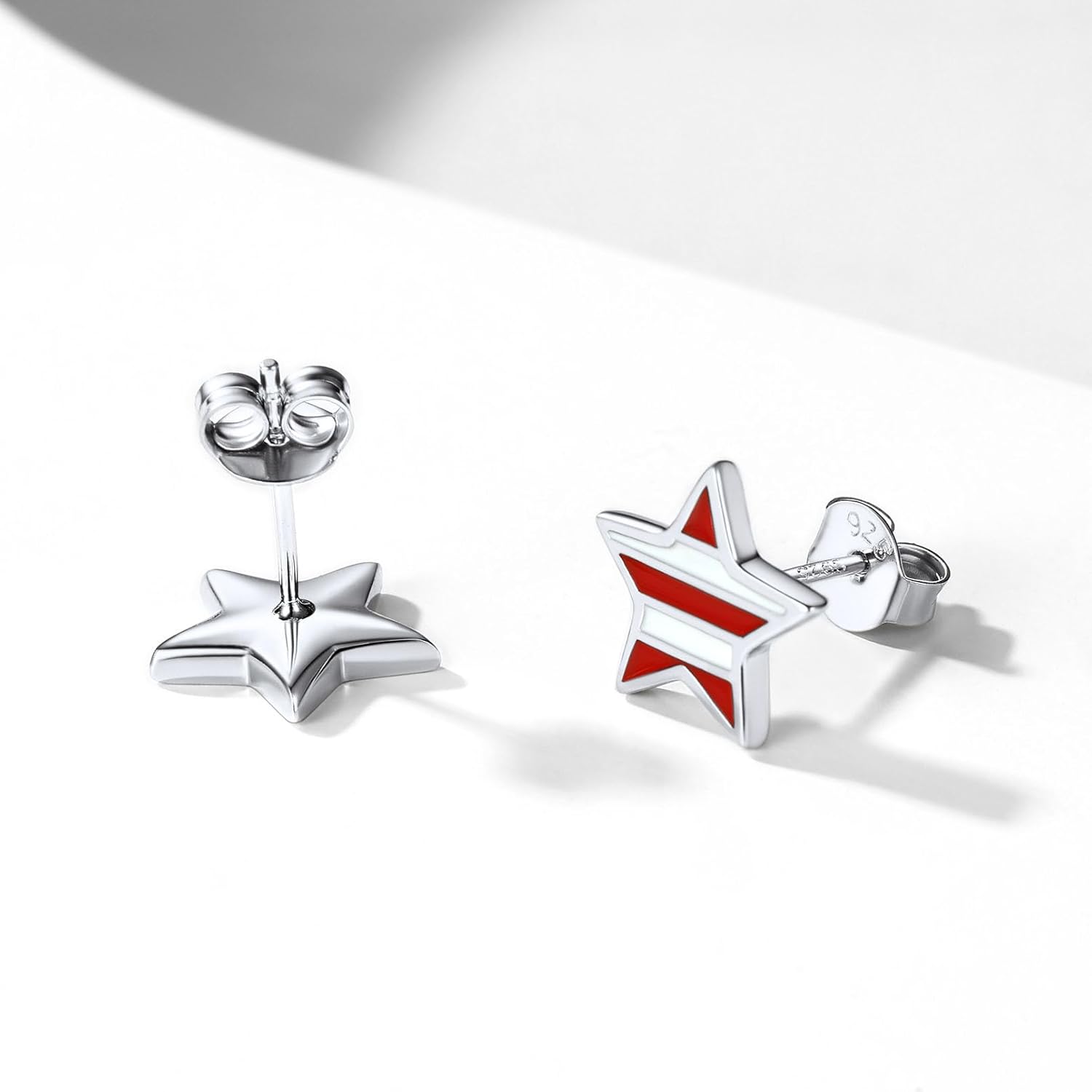 Sterling Silver Independence Day Star Stud Earrings