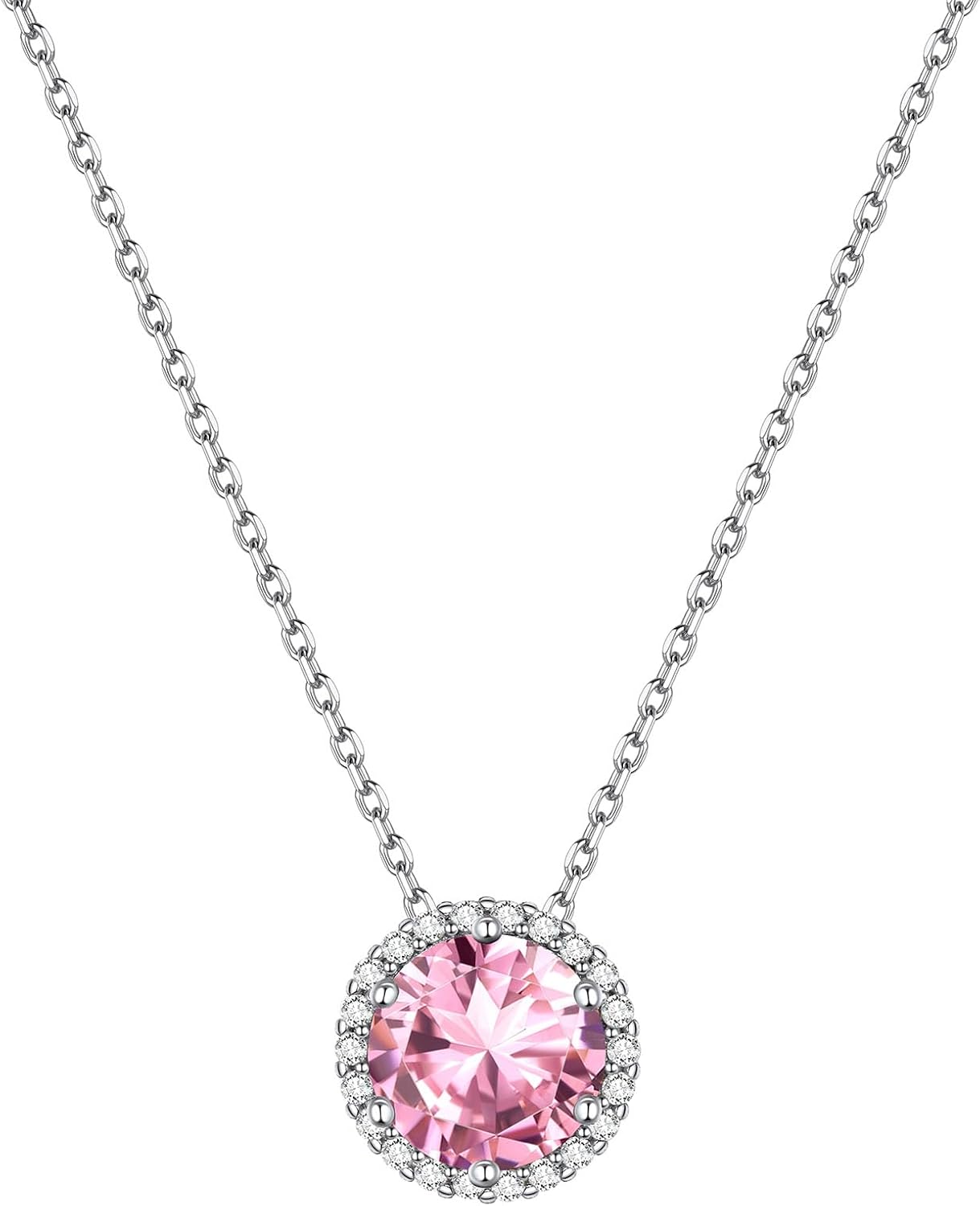 Round Cut Birthstone with Cubic Zirconia Necklace