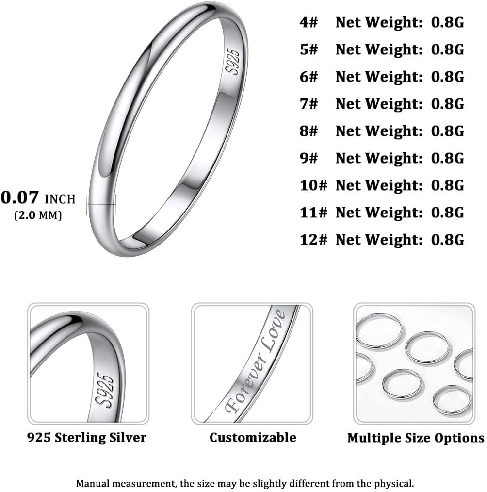 Plain Dome High Polished Wedding Band Rings Details: Dimensions, Hypoallergenic, Size 4-12. Ring Width: 2mm/3mm/5mm.