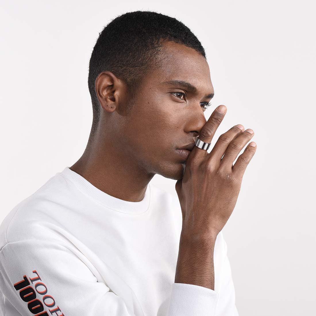 High Polished Plain Dome Adjustable Flat Wide Cuff Ring for Men