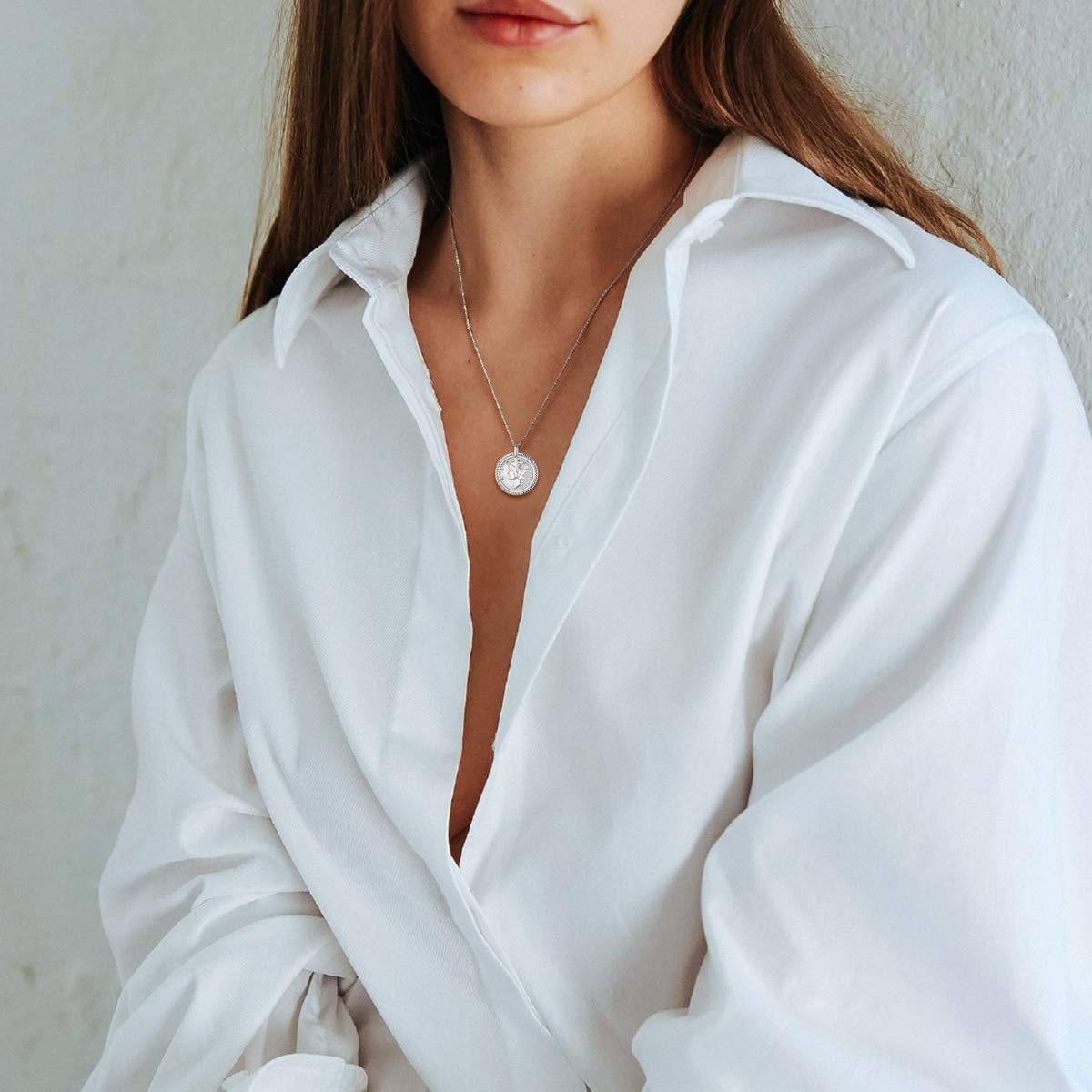 Mercury Dime Vintage American Coin Round Medallion Pendant Necklace for Women