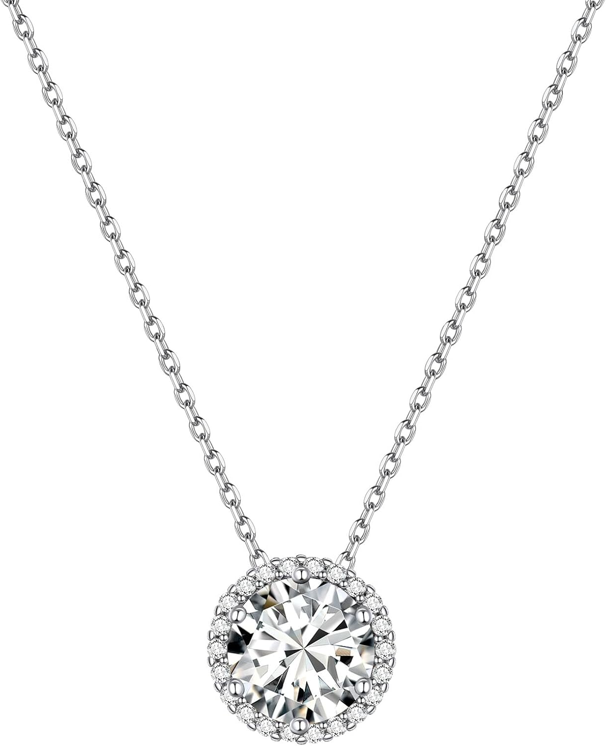 Round Cut Birthstone with Cubic Zirconia Necklace
