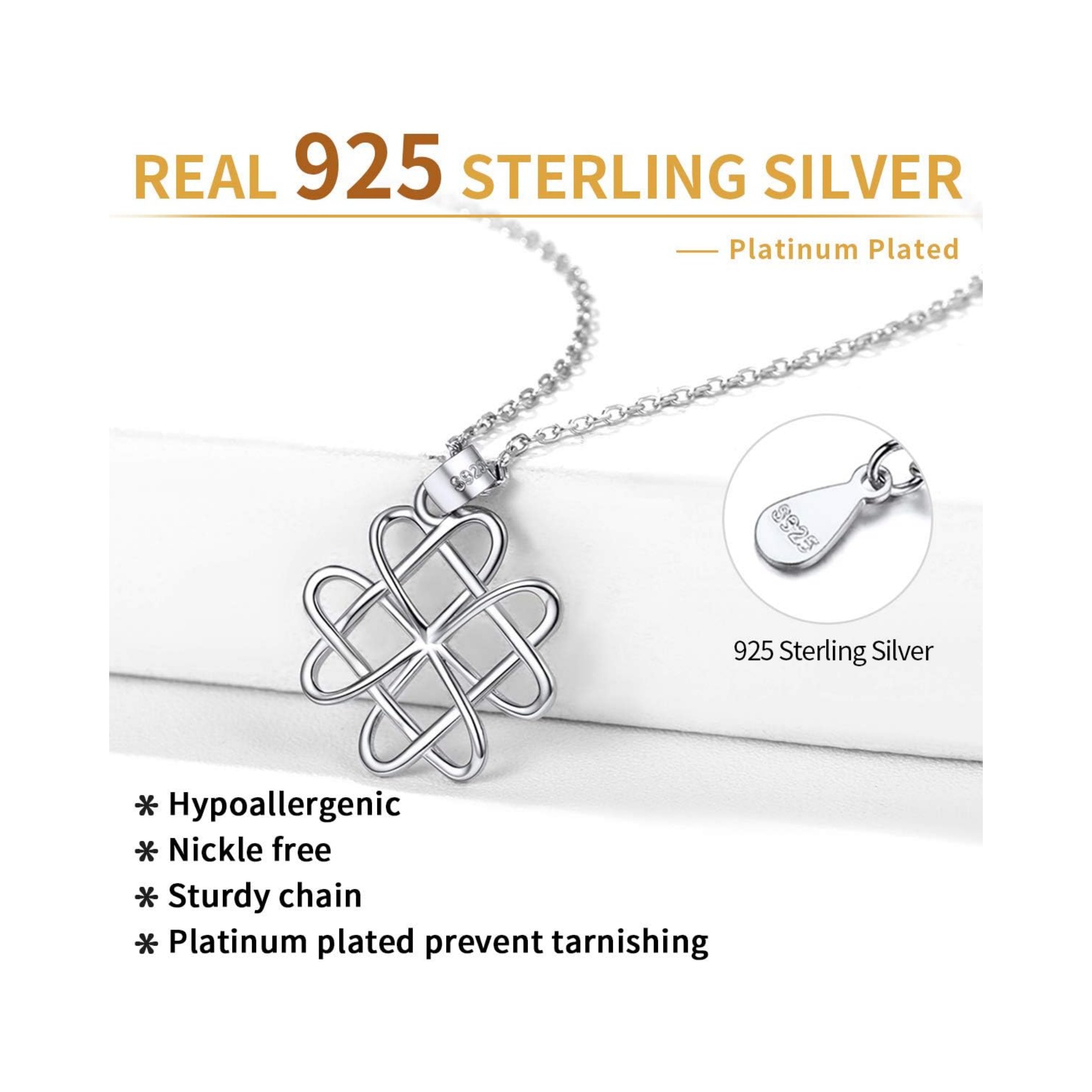 Sterling Silver Celtic Love Knot Good Luck Necklaces