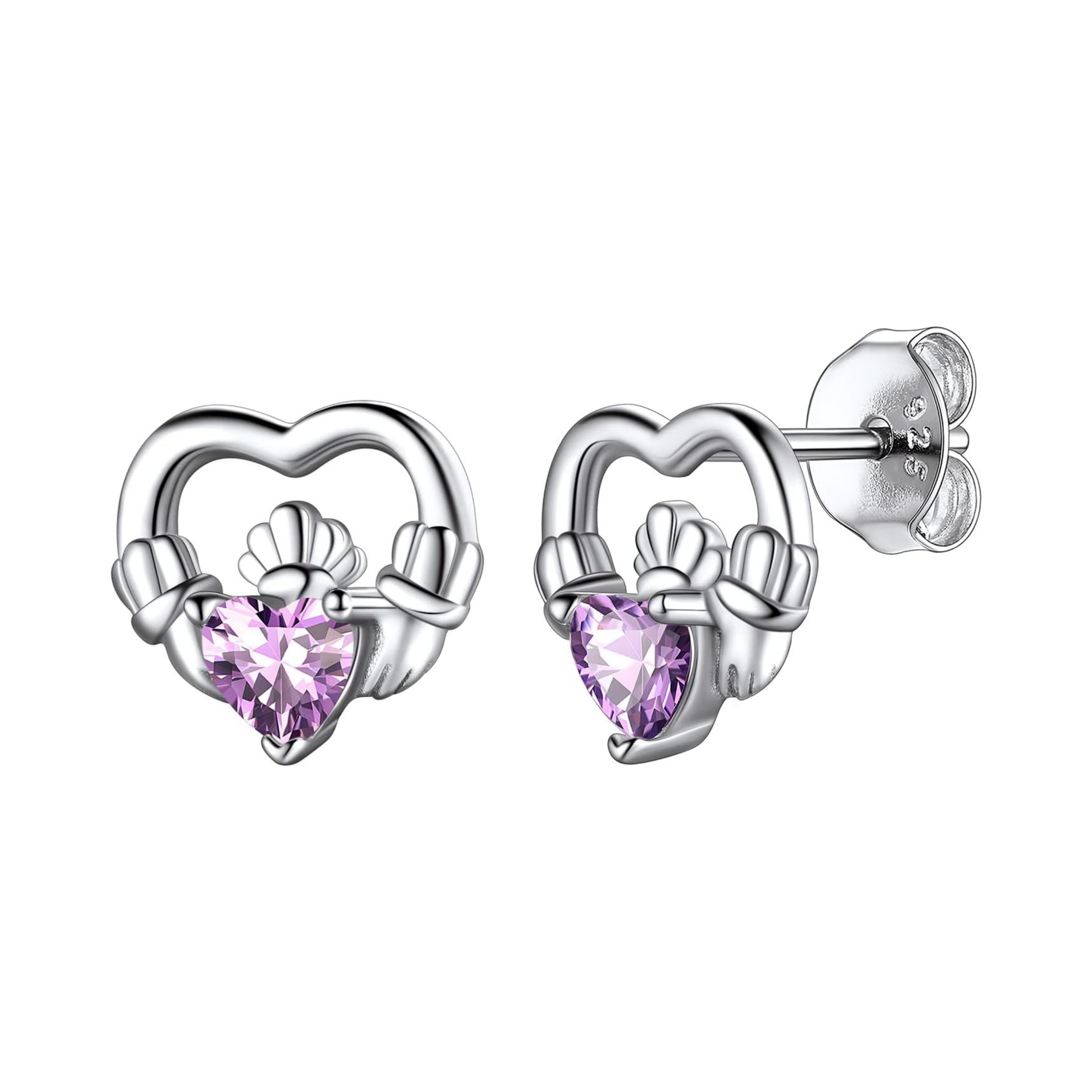Dainty Claddagh Celtic Heart Stud Earrings