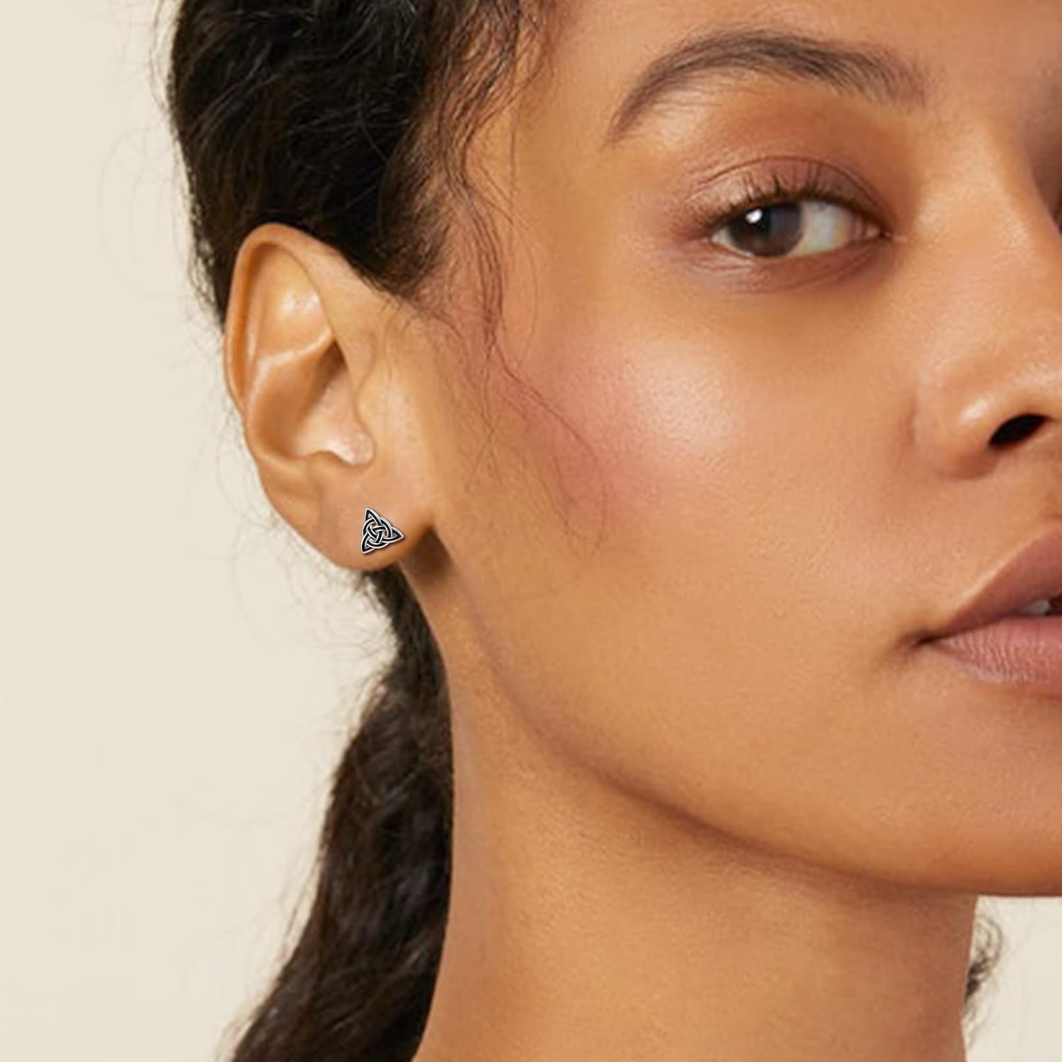 Black Minimalist Celtic Knot Earrings for Women