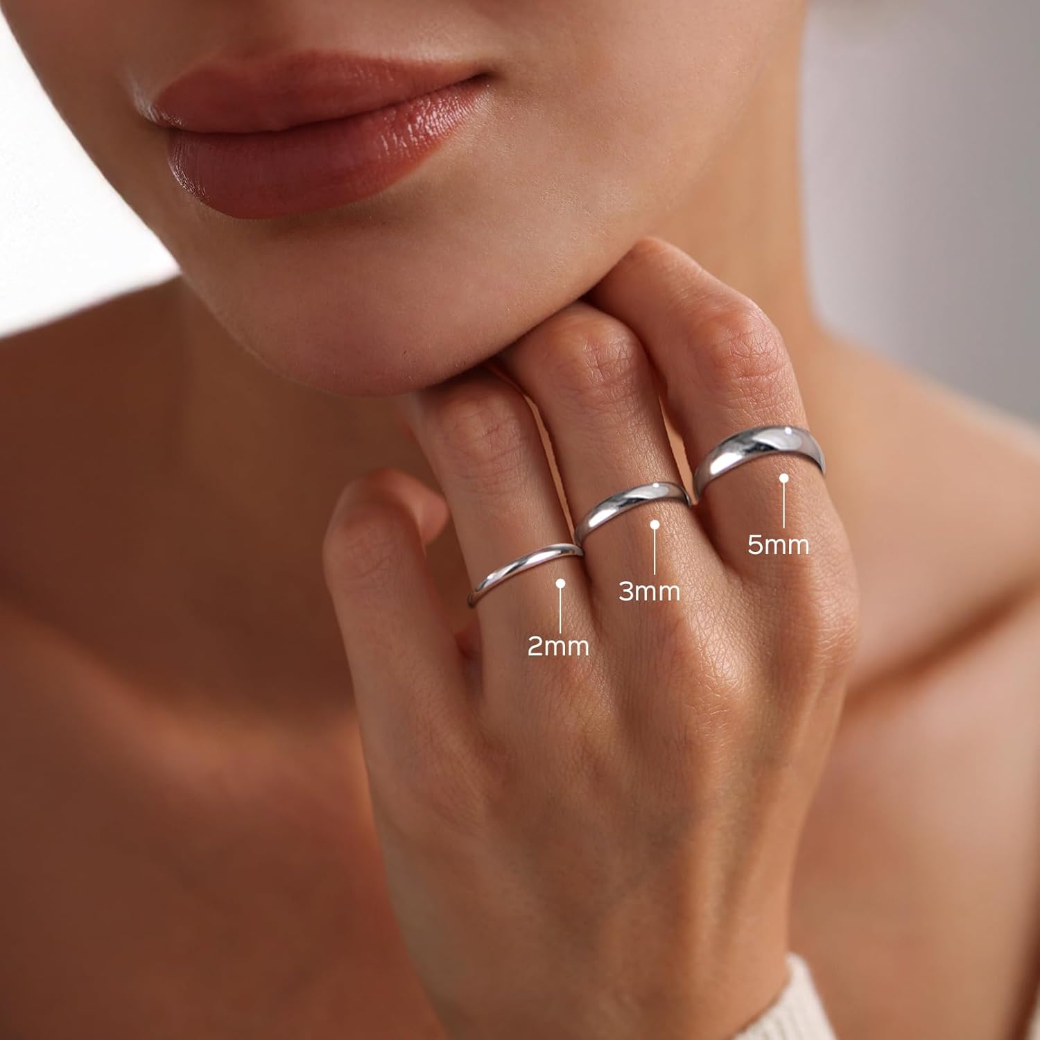 Plain Dome High Polished Wedding Band Rings for Women