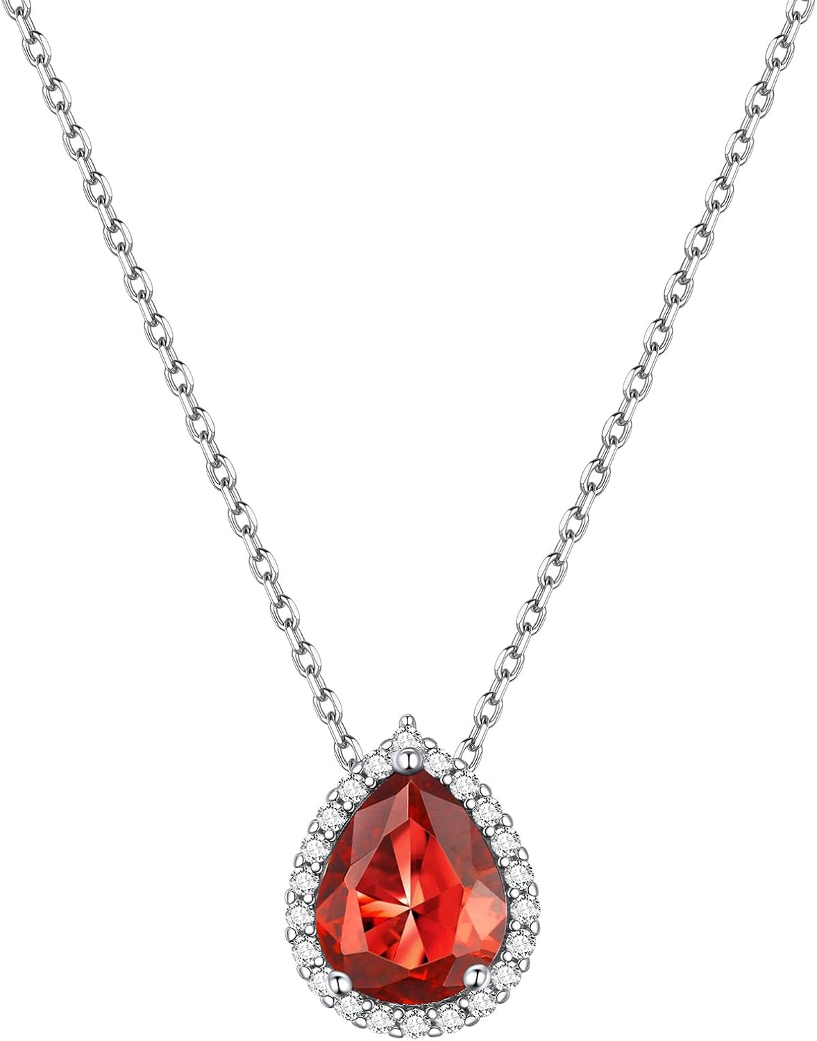 Pear Cut Teardrop Birthstone Diamond Necklace