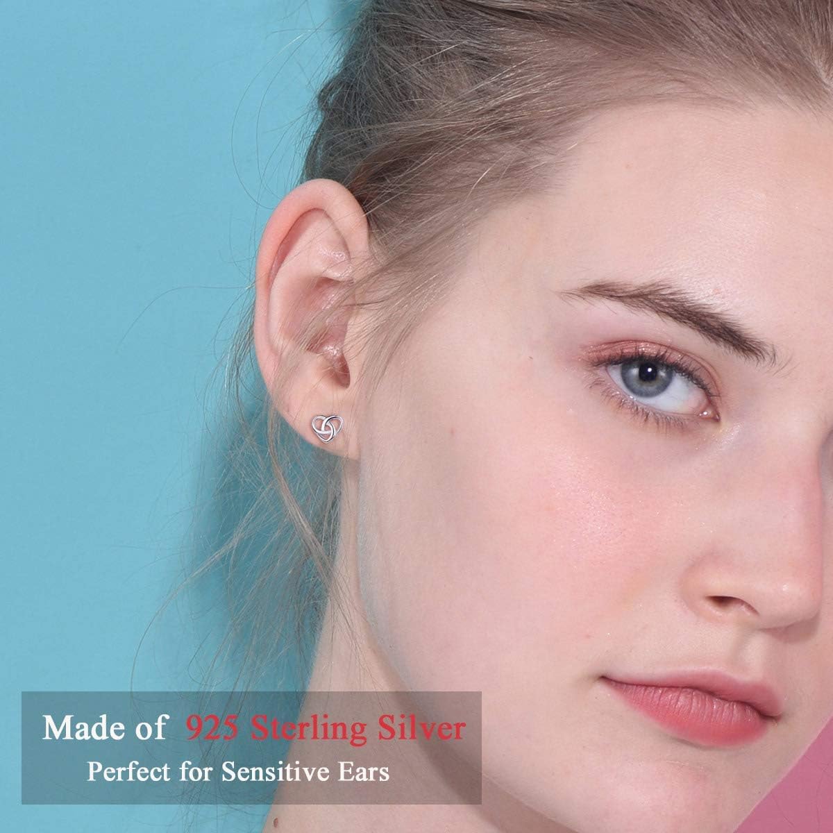 Heart Love Knot Irish Celtic Jewelry Stud Earrings, sterling silver jewlery, Sterling silver earrings, gift idea