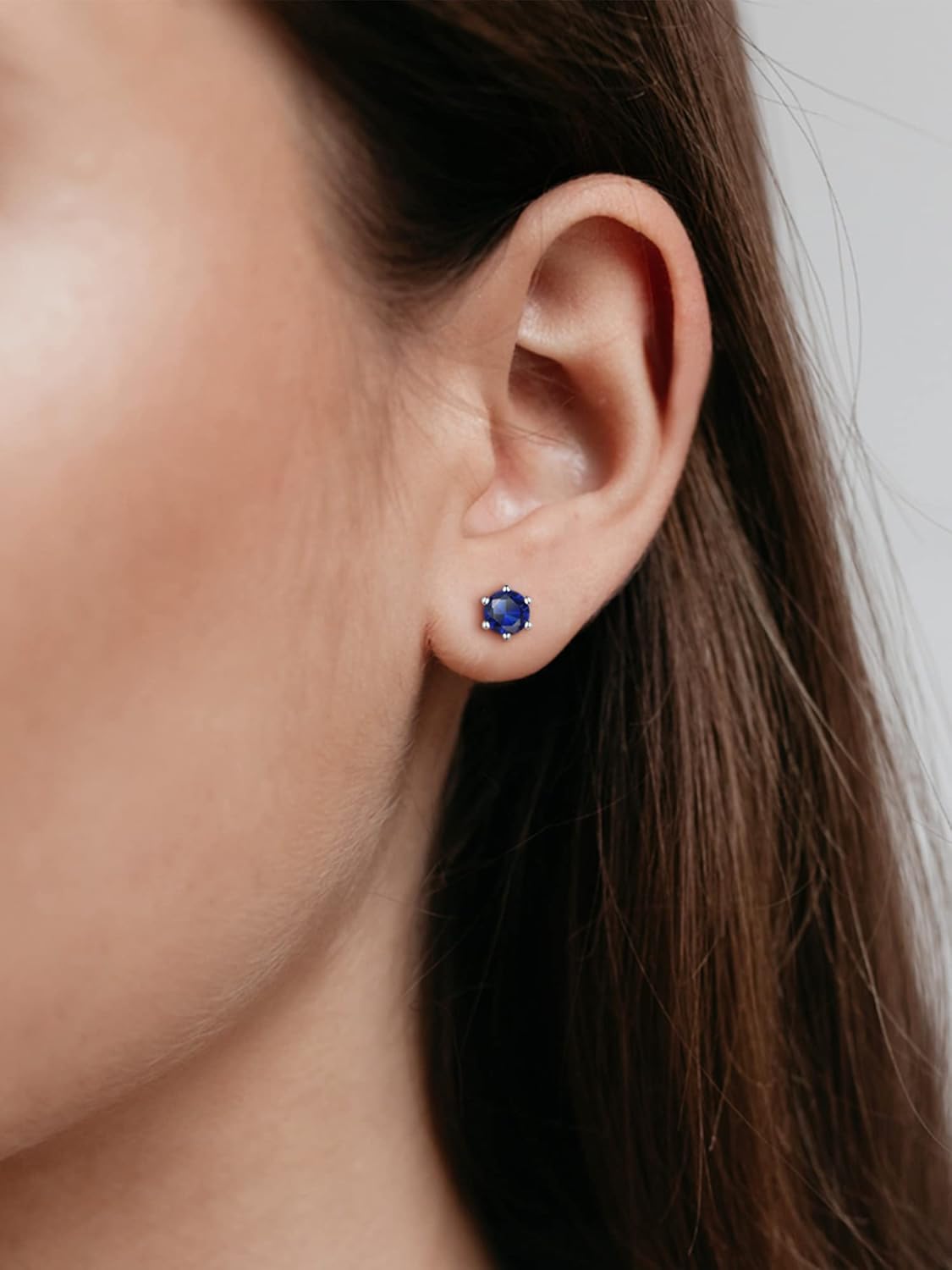 12 Months Sparkling Round Birthstone Halo Stud Earrings for women, september birthstone, Sapphire Jewelry, Virgo Birthstone, Libra Birthstone, sterling silver jewlery, gift idea