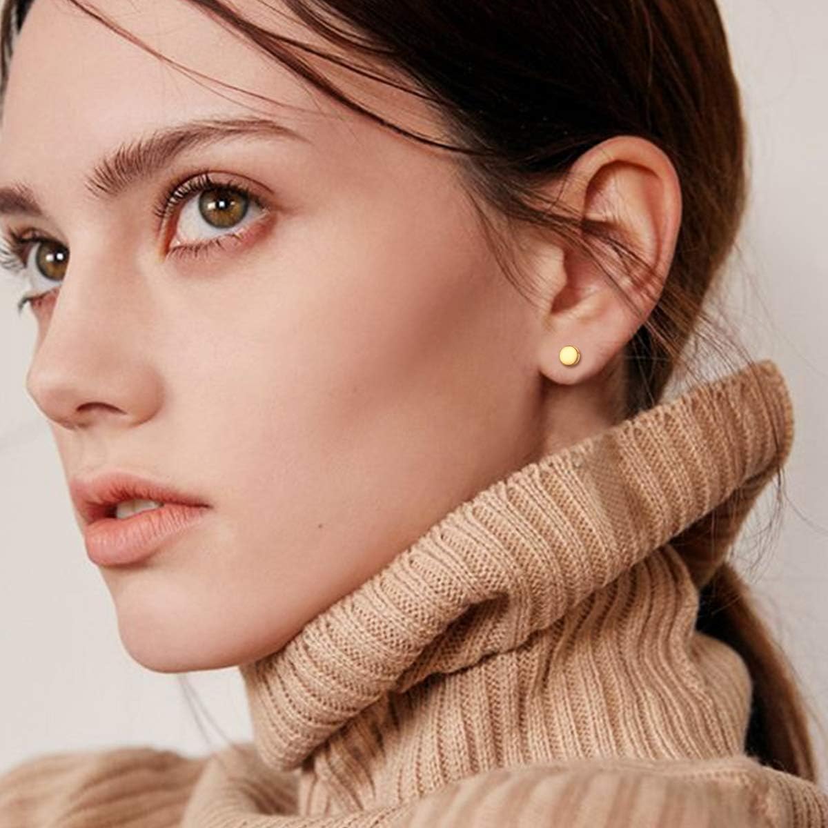 Tiny Dot Round Disc Stud Earrings for Women