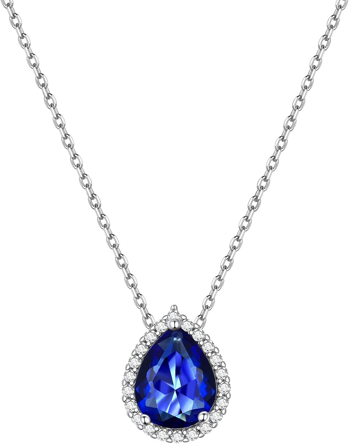 Pear Cut Teardrop Birthstone Diamond Necklace
