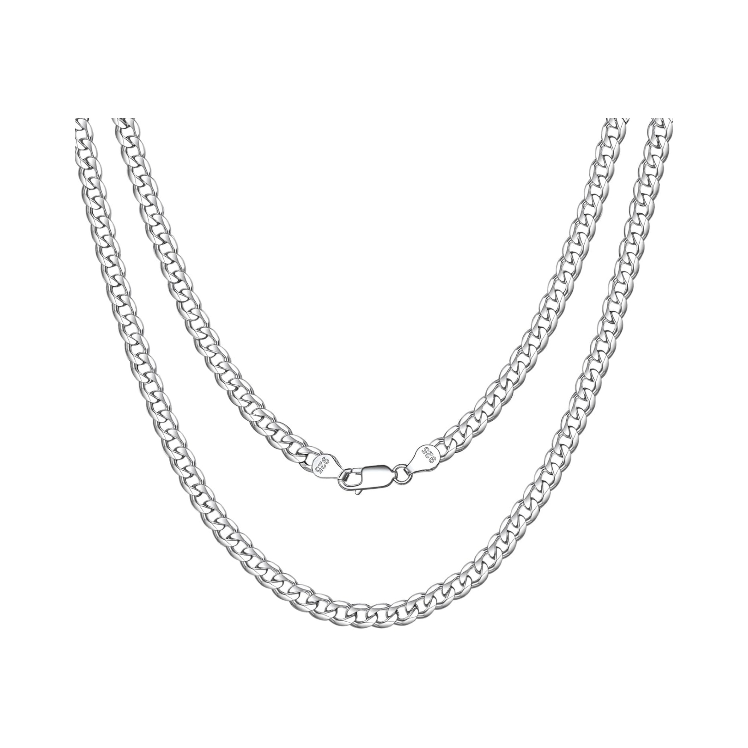 5mm Solid 925 Sterling Silver Cuban Link Chain Necklace
