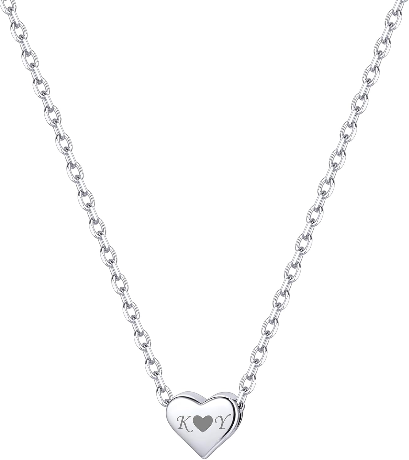 Hot Personalized Dainty Small Heart Necklace, silver jewelry, gift idea, heart jewelry