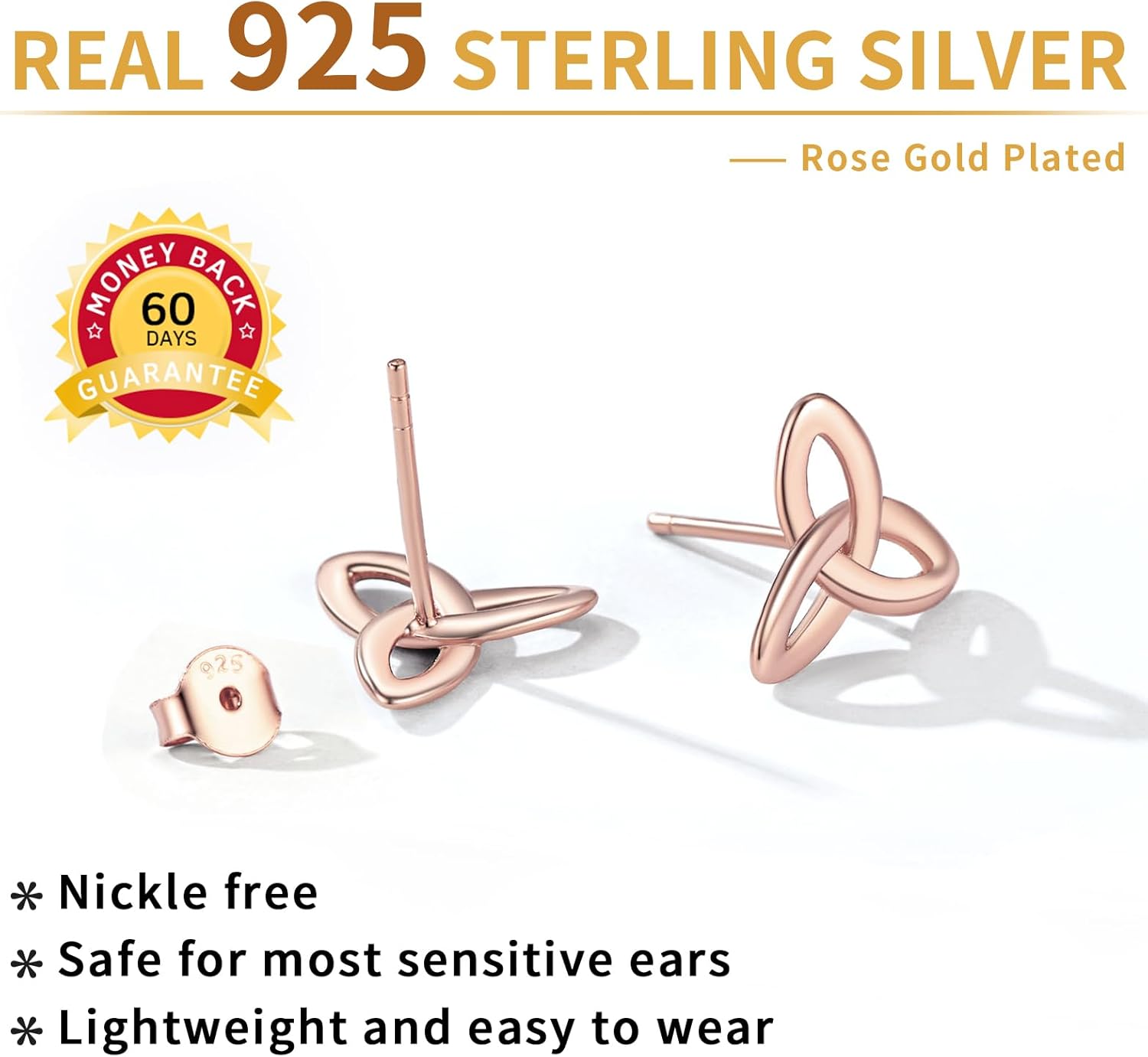 Irish Triquetra Celtic Knot Stud Earrings