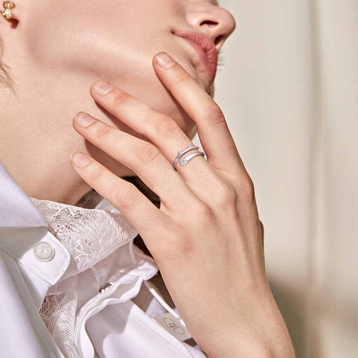 Cat Paw High Polish Adjustable Ring for Women