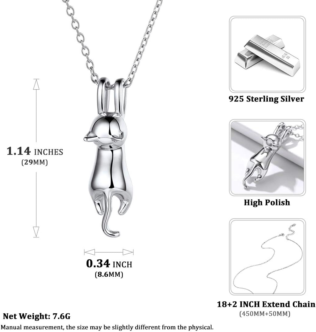Lovely Cat Animal Pendant Necklace Details: Dimensions, Hypoallergenic, Lobster-Claw-Clasps