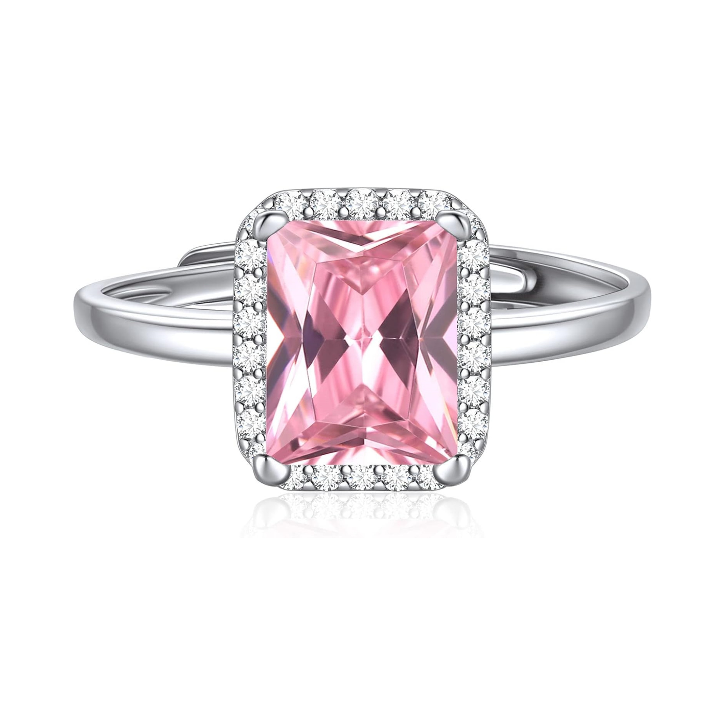 Square Emerald Cut October Birthstone Promise Ring