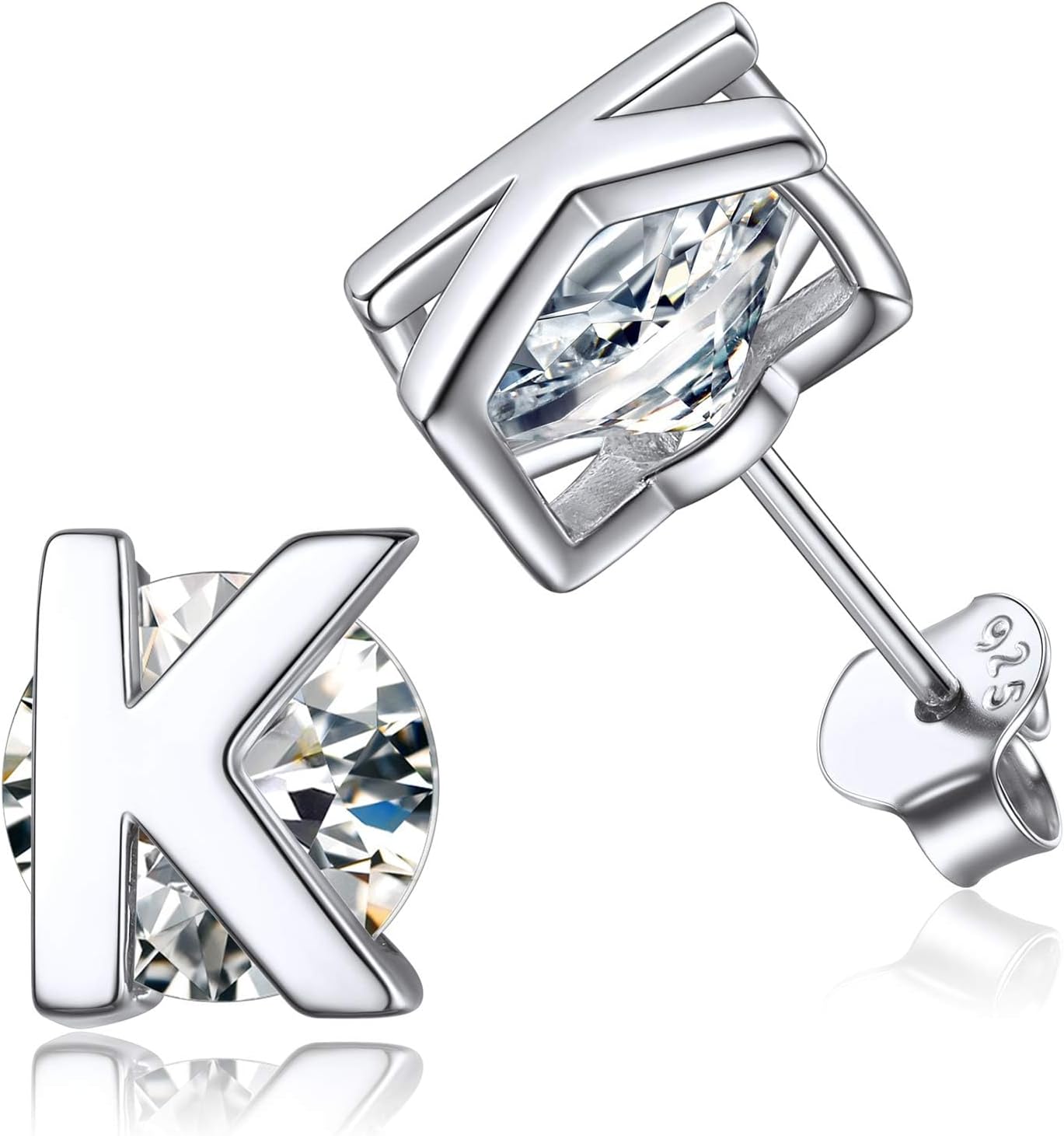 Dainty Initial & Cubic Zirconia Letter Stud Earrings
