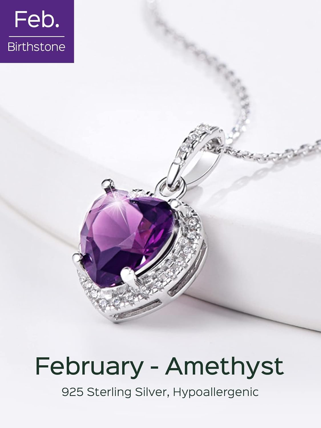 Heart Birthstone With Cubic Zirconia Necklace