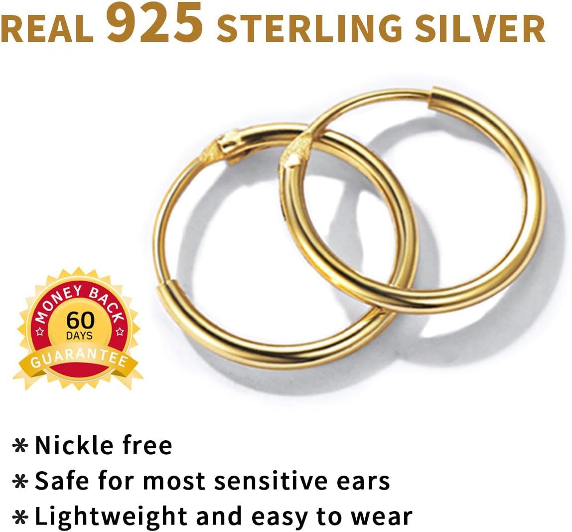 Gold Plated Small Circle Endless Huggie Hoop Earrings