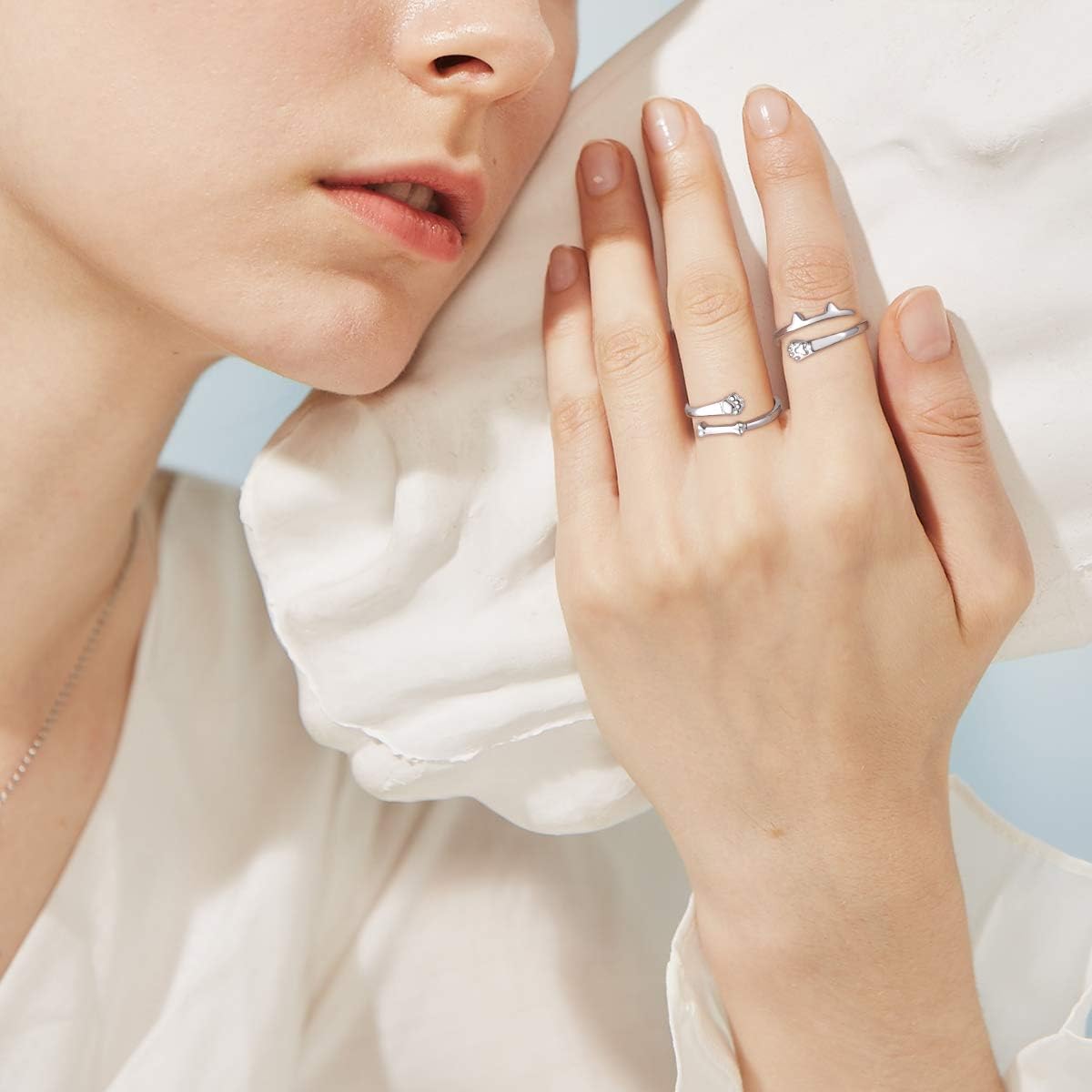 Cat Paw High Polish Adjustable Ring for Women