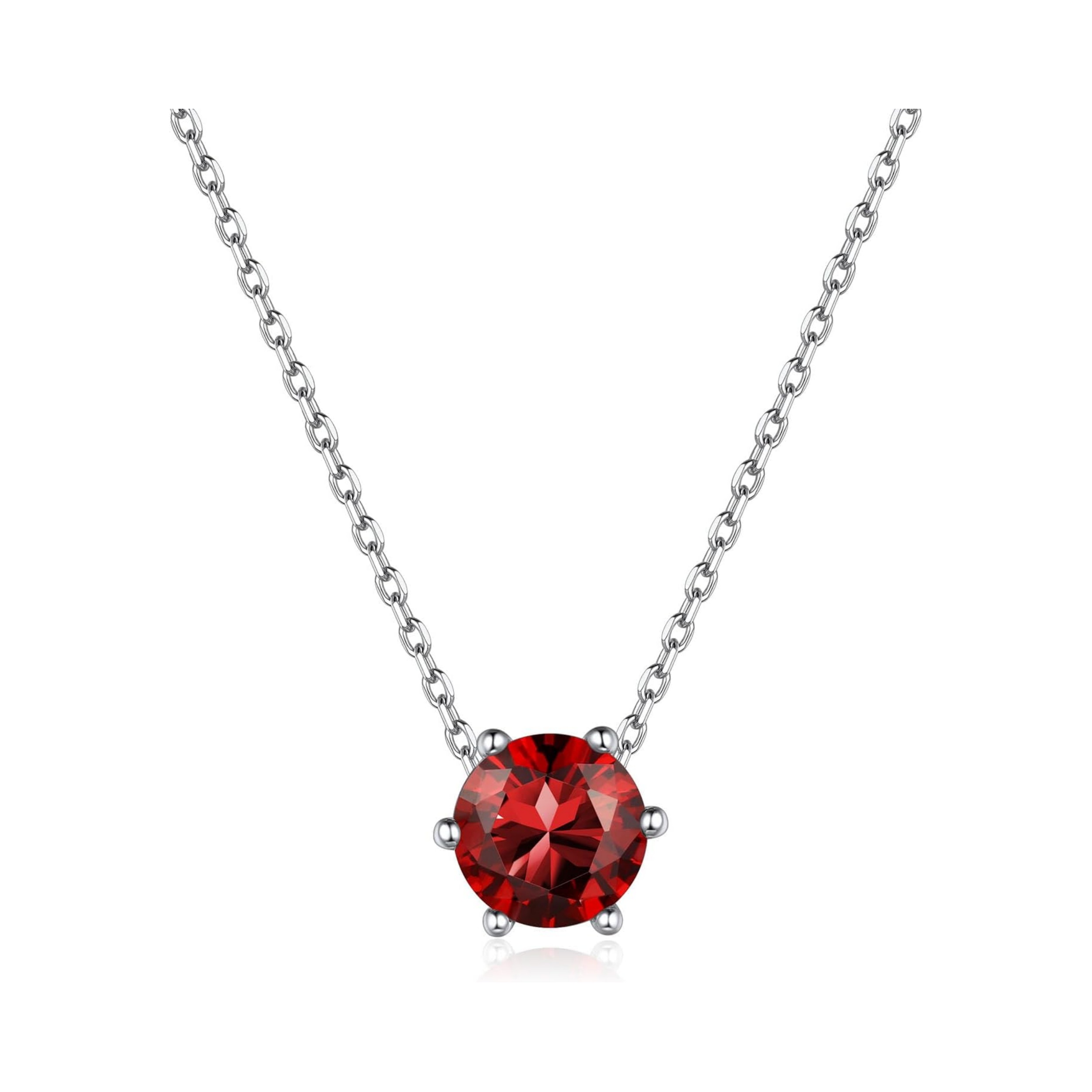 12 Months Sparkling Round Cut Created Birthstone Pendant Necklace