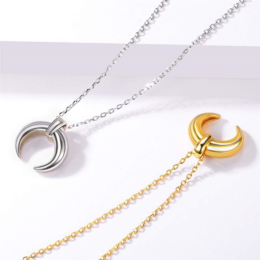 Crescent Moon Pendant Necklace in Different Colors