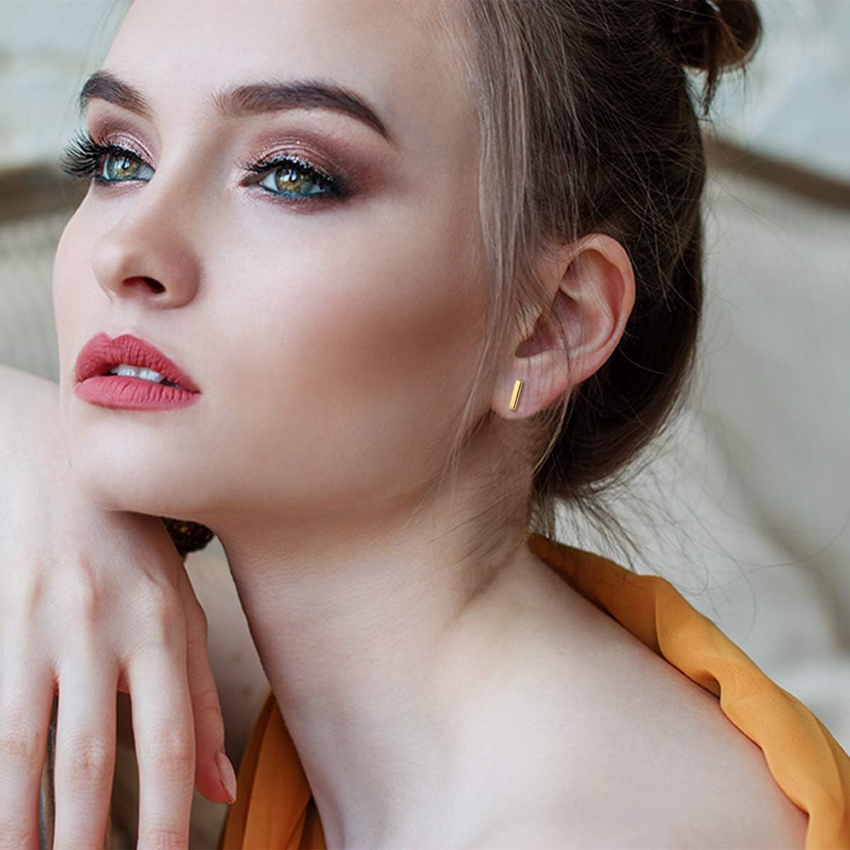 Dainty Simple Bar Stud Earrings for Women