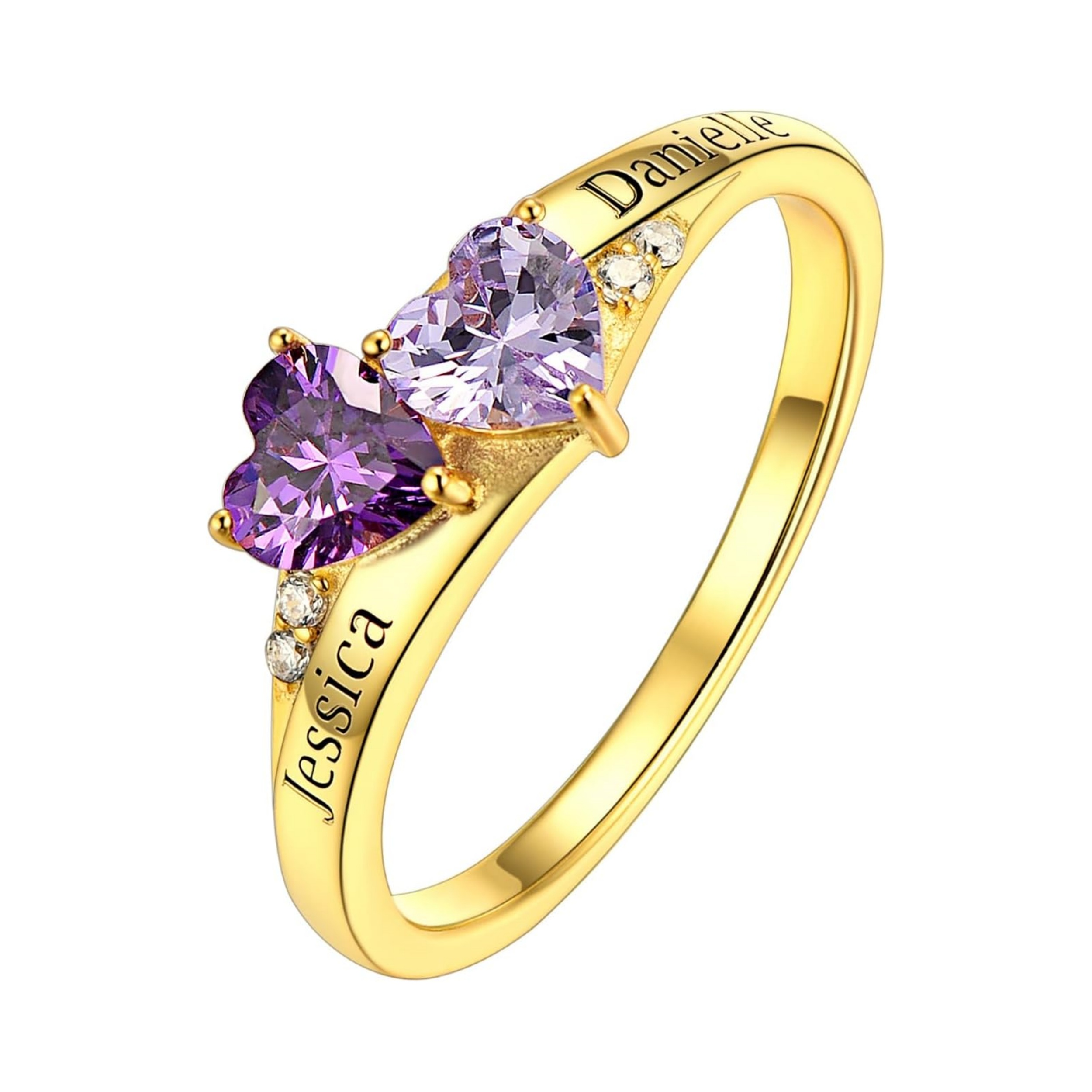 Personalized Heart 1-4 Birthstones Promise Ring