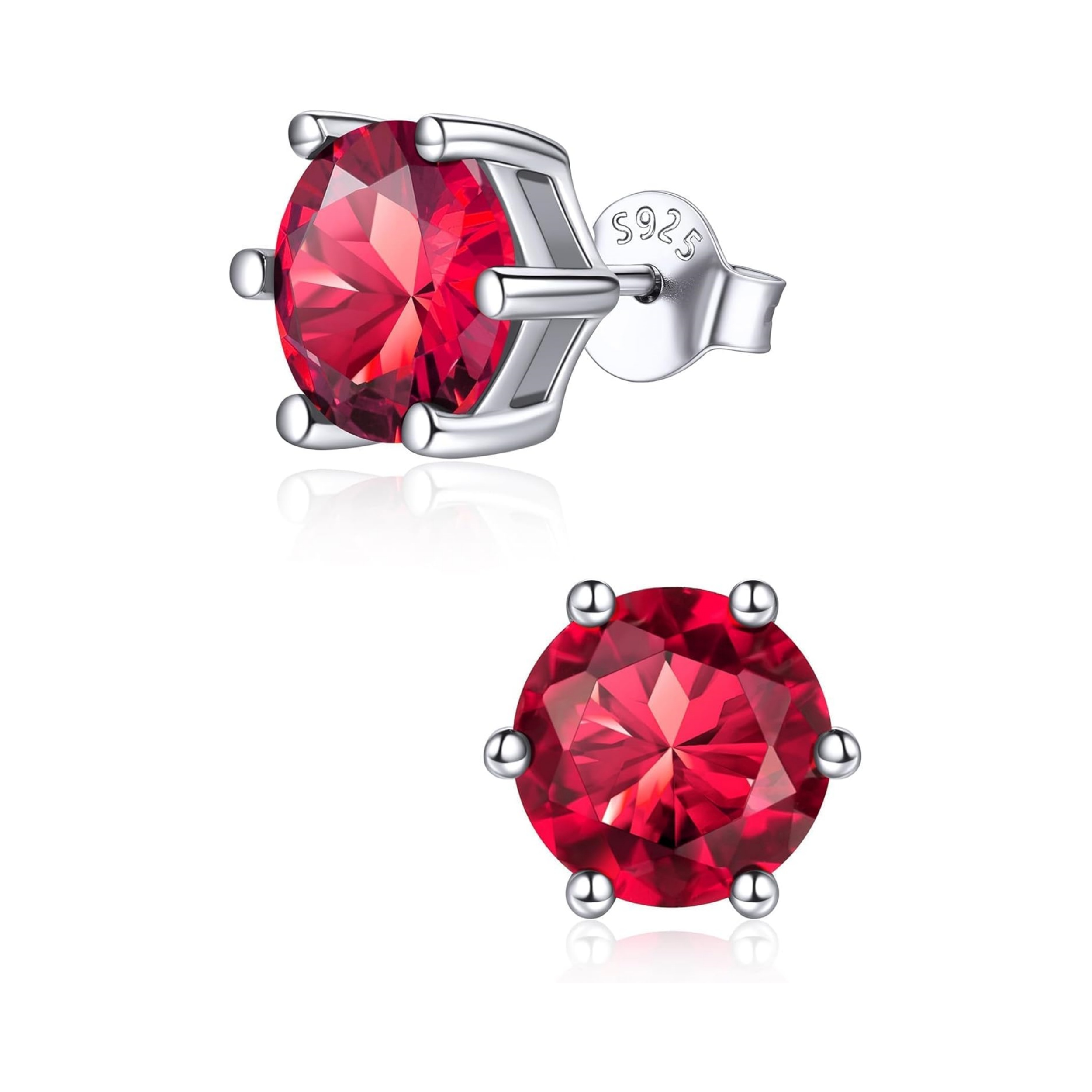 8.5mm Sparkling Round Cut Birthstone Halo Stud Earrings