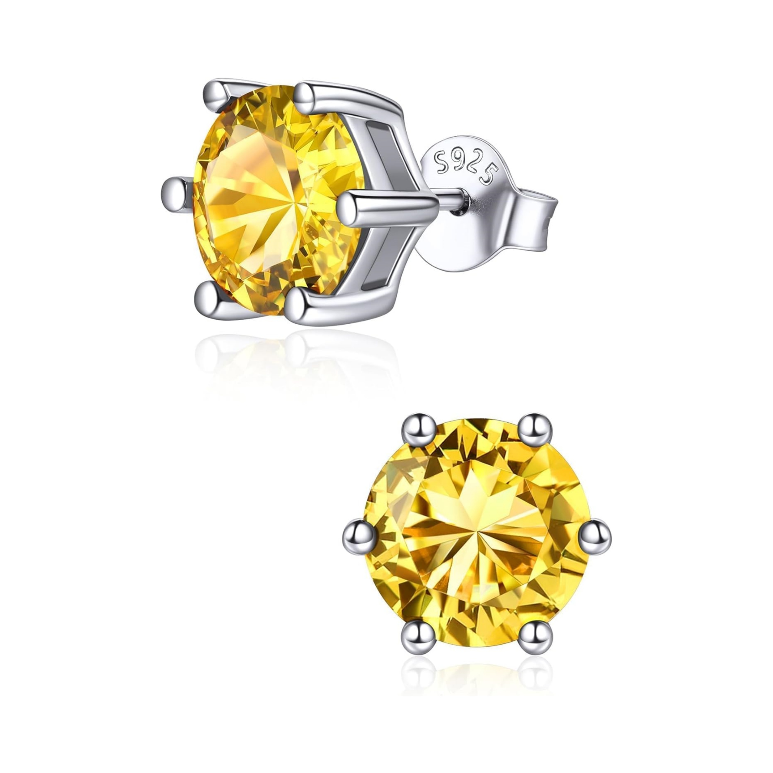 8.5mm Sparkling Round Cut Birthstone Halo Stud Earrings