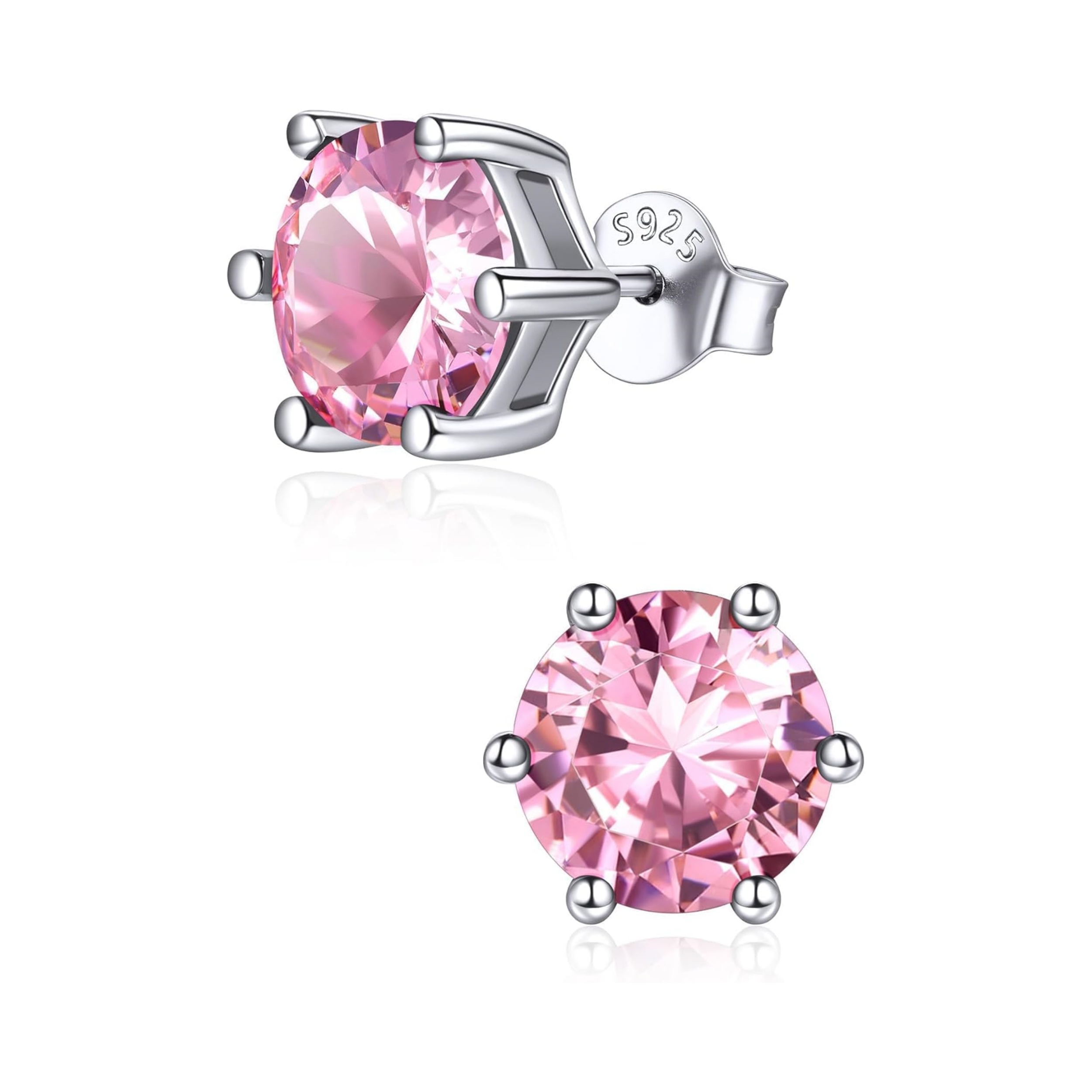 8.5mm Sparkling Round Cut Birthstone Halo Stud Earrings