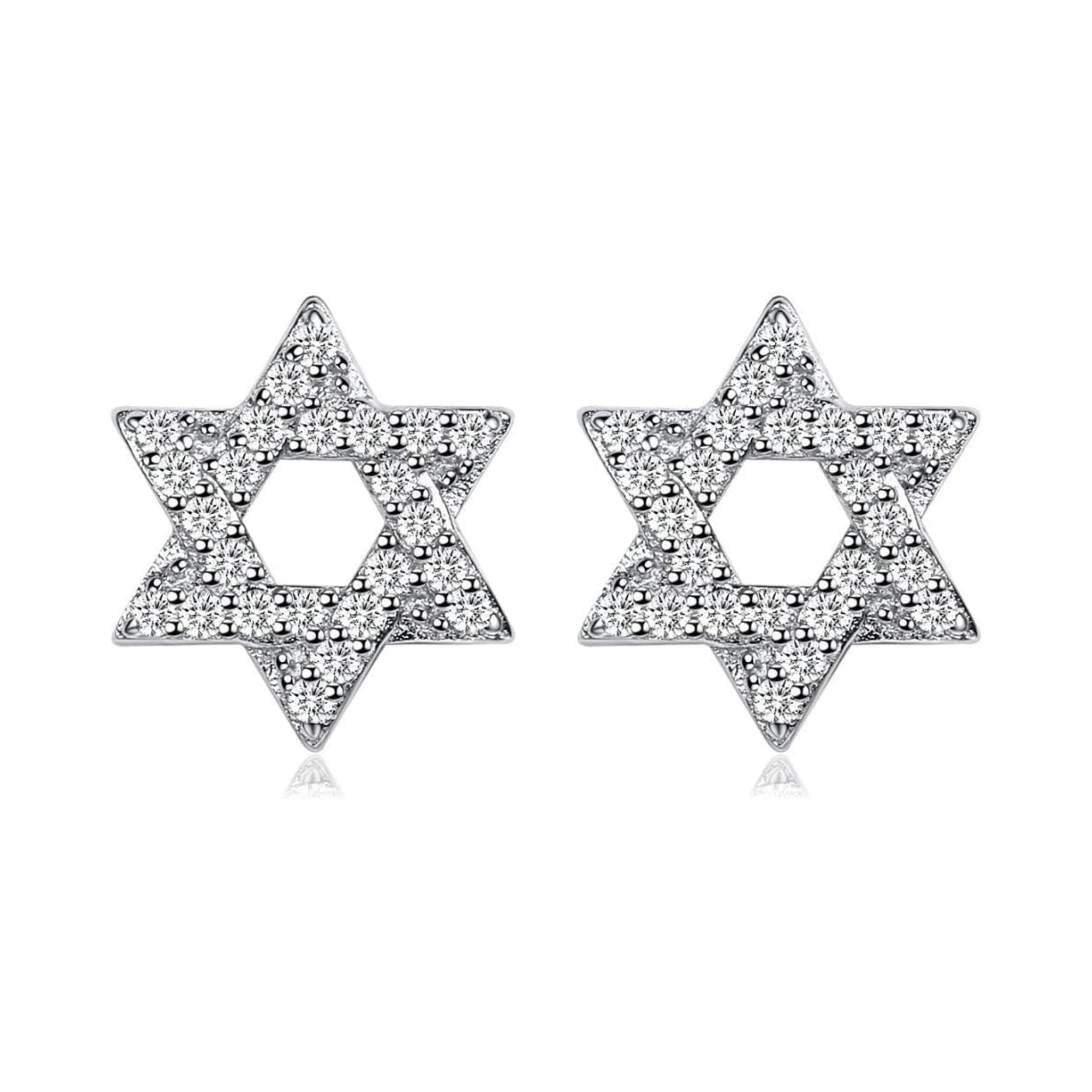 Tiny Cubic Zirconia Star of David Stud Earrings 