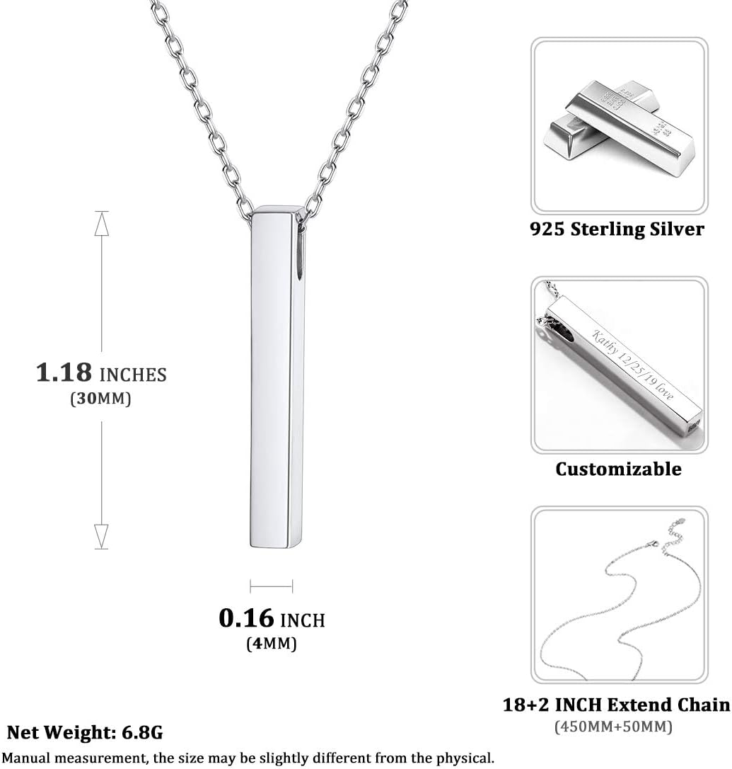 Vertical Bar Pendant Necklace Details: Dimensions, Hypoallergenic, Lobster-Claw-Clasps