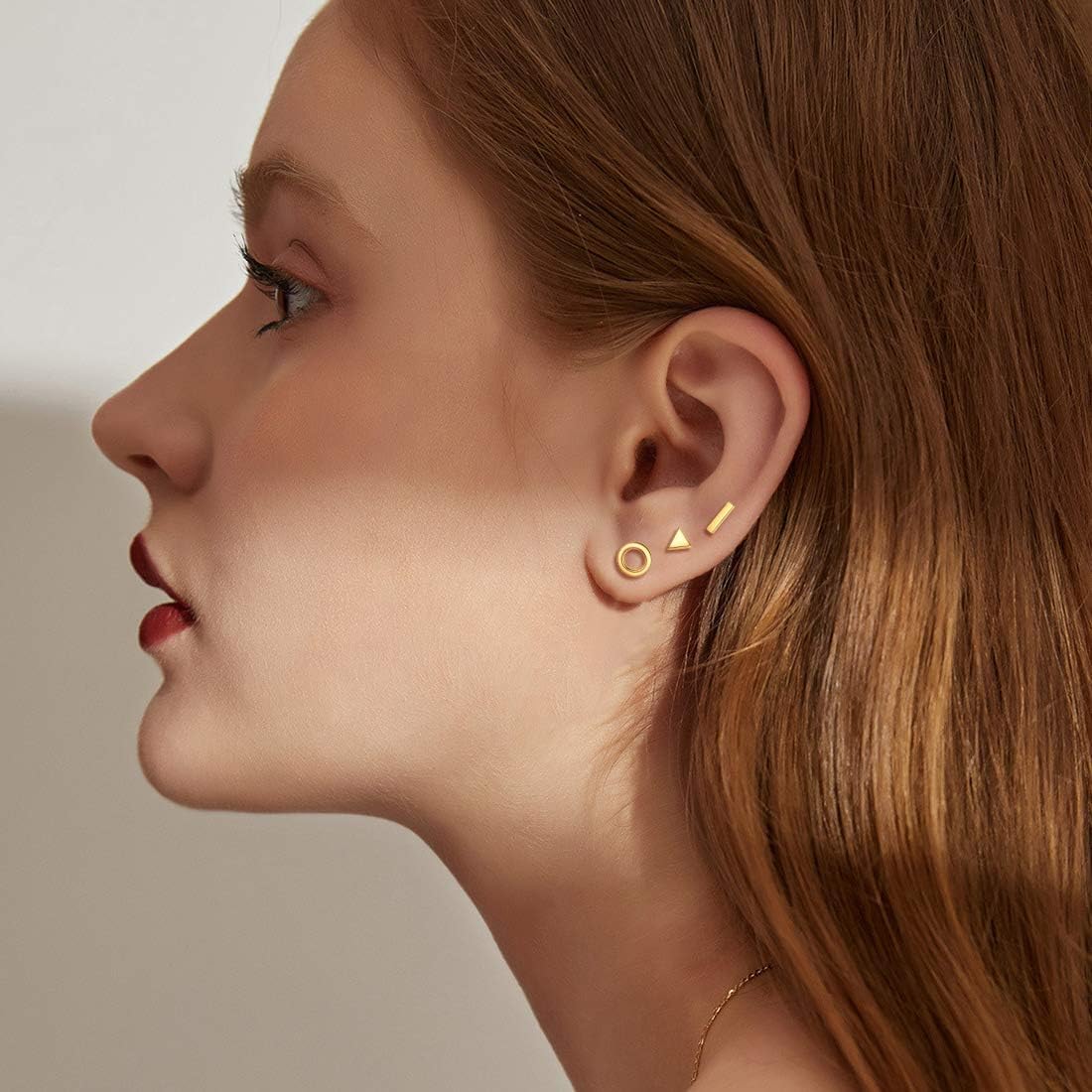 Hypoallergenic Minimalist Small Geometric Dainty Simple Triangle Studs for Women