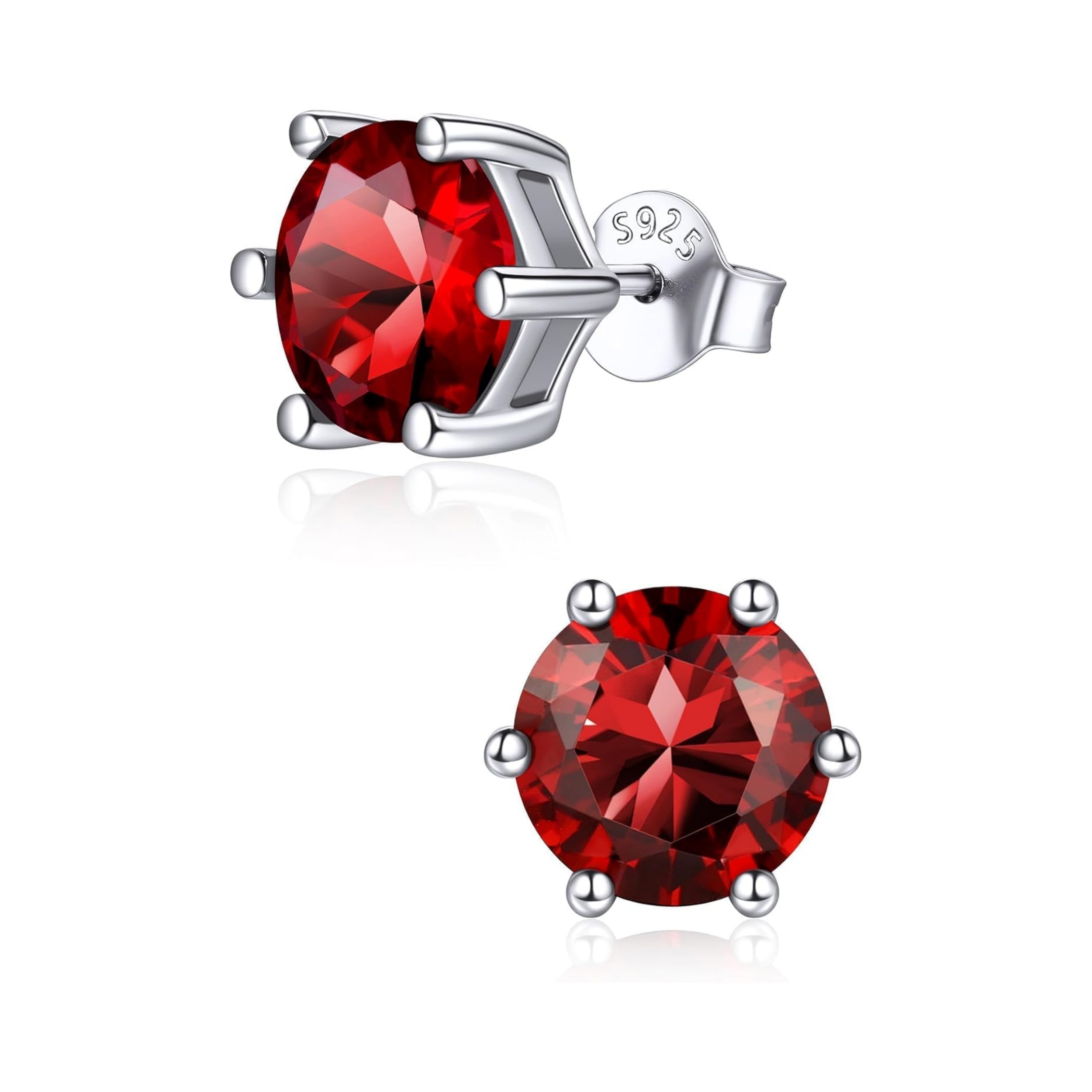 8.5mm Sparkling Round Cut Birthstone Halo Stud Earrings