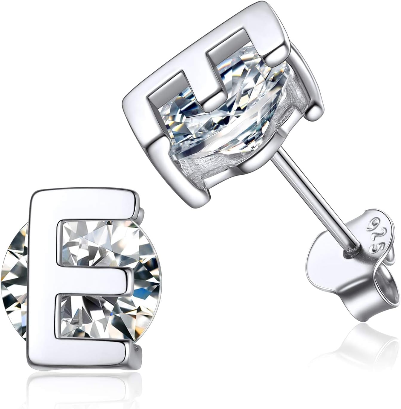 Dainty Initial & Cubic Zirconia Letter Stud Earrings