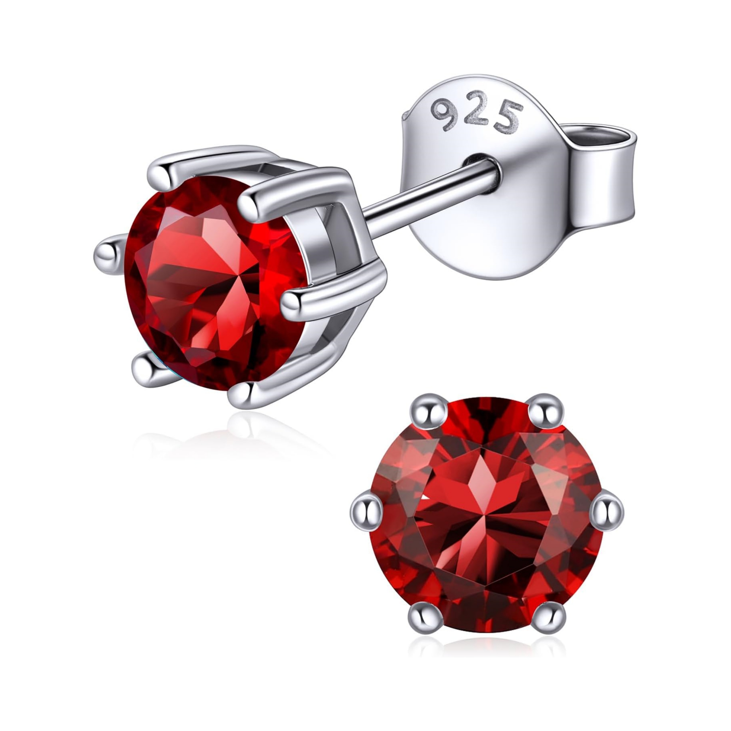 12 Months Sparkling Round Cut Birthstone Halo Stud Earrings