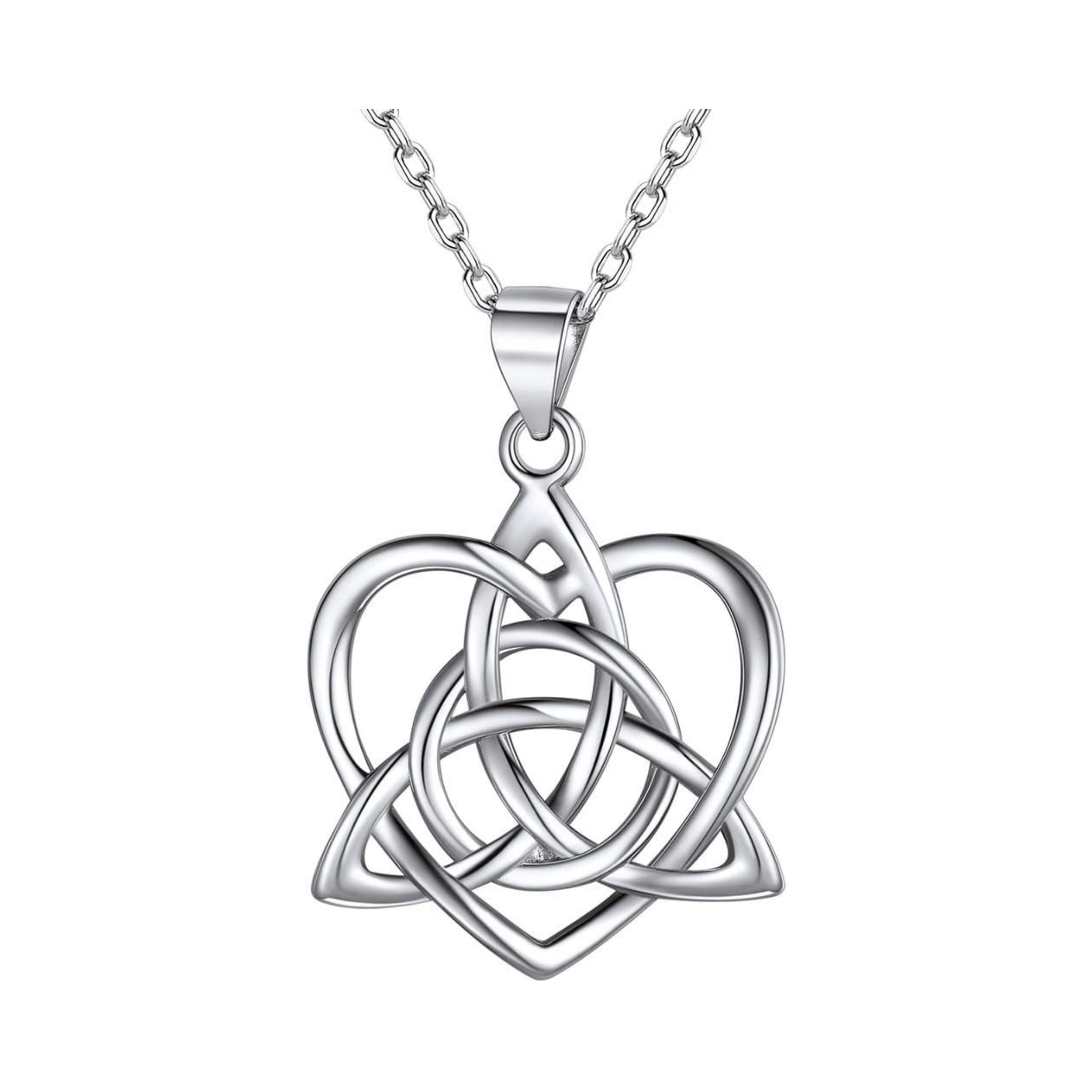 Celtic Knot Triquetra Love Heart Pendant Necklace for Ladies