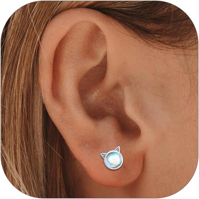 Moonstone Cute Cat Earrings for Cat Lover
