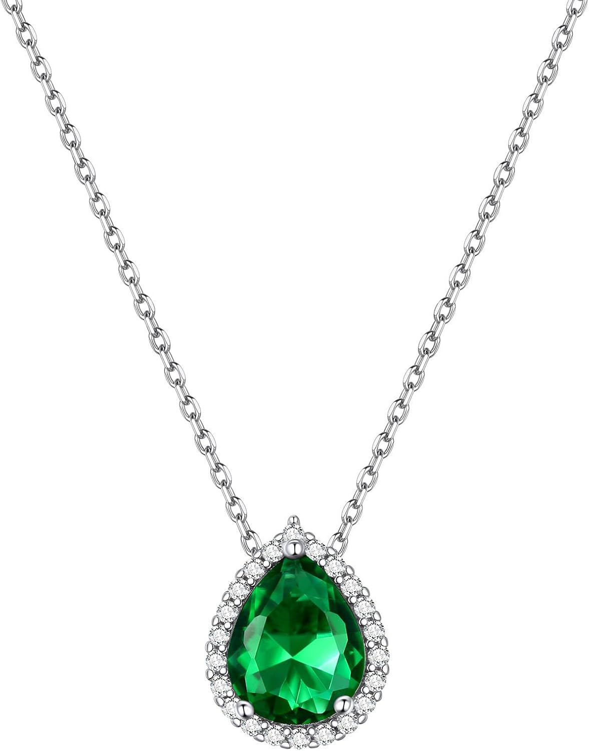 Pear Cut Teardrop Birthstone Diamond Necklace