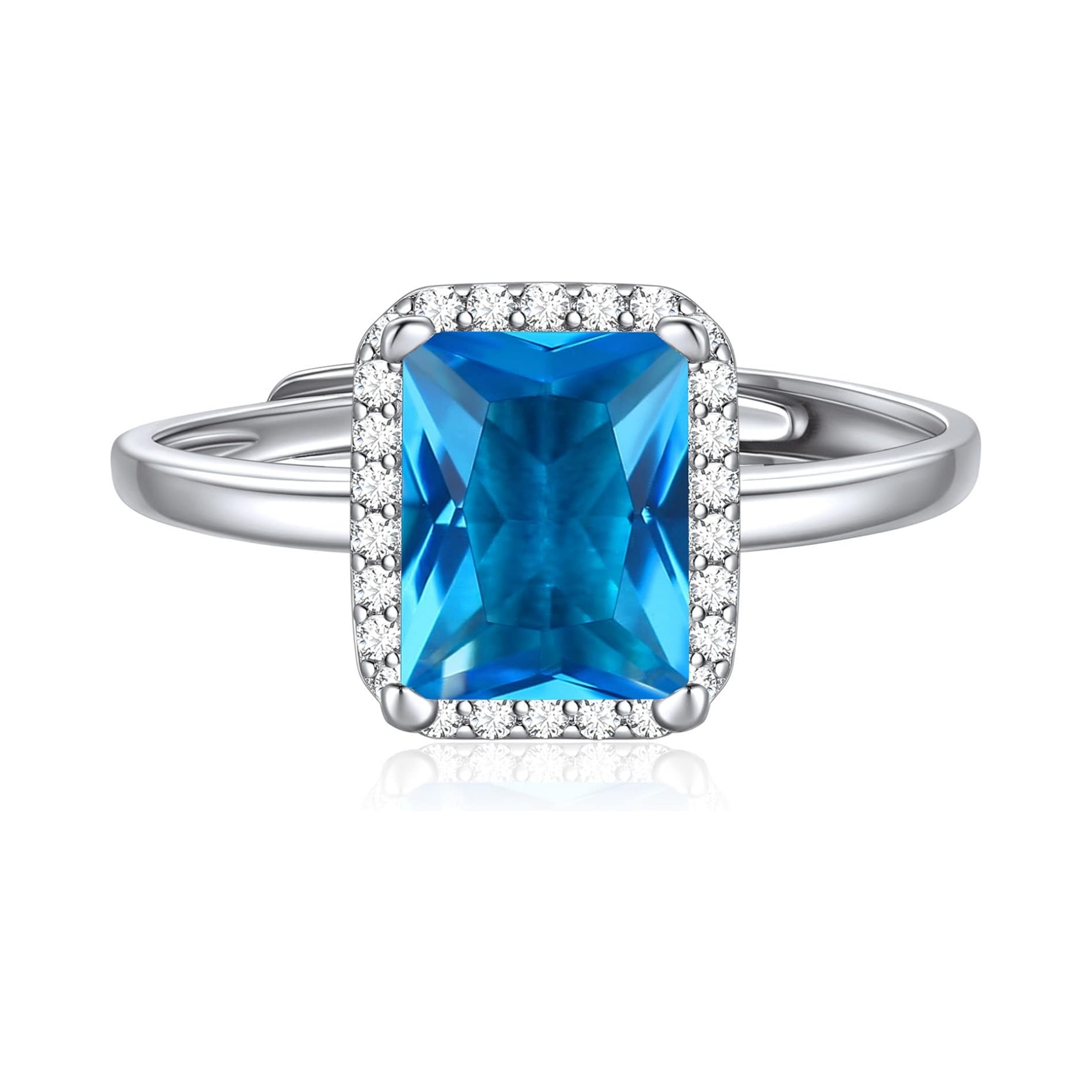 Square Emerald Cut December Birthstone Promise Ring